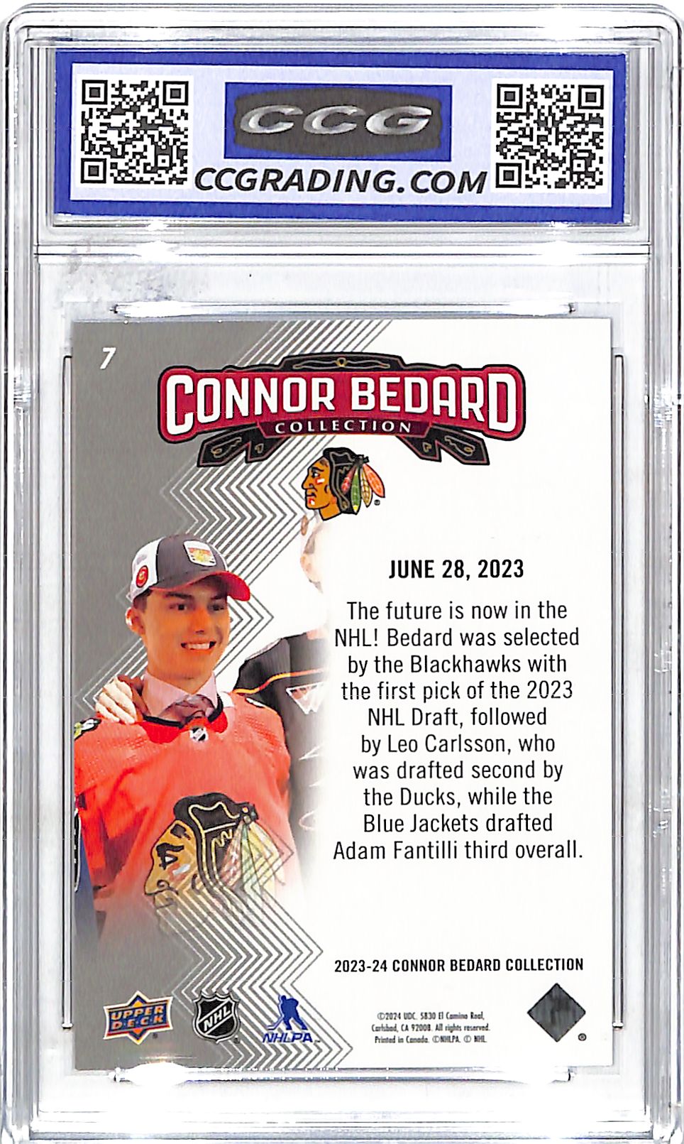 2023-24 Connor Bedard Collection Rookie #7 CCG 10 Chicago Blackhawks