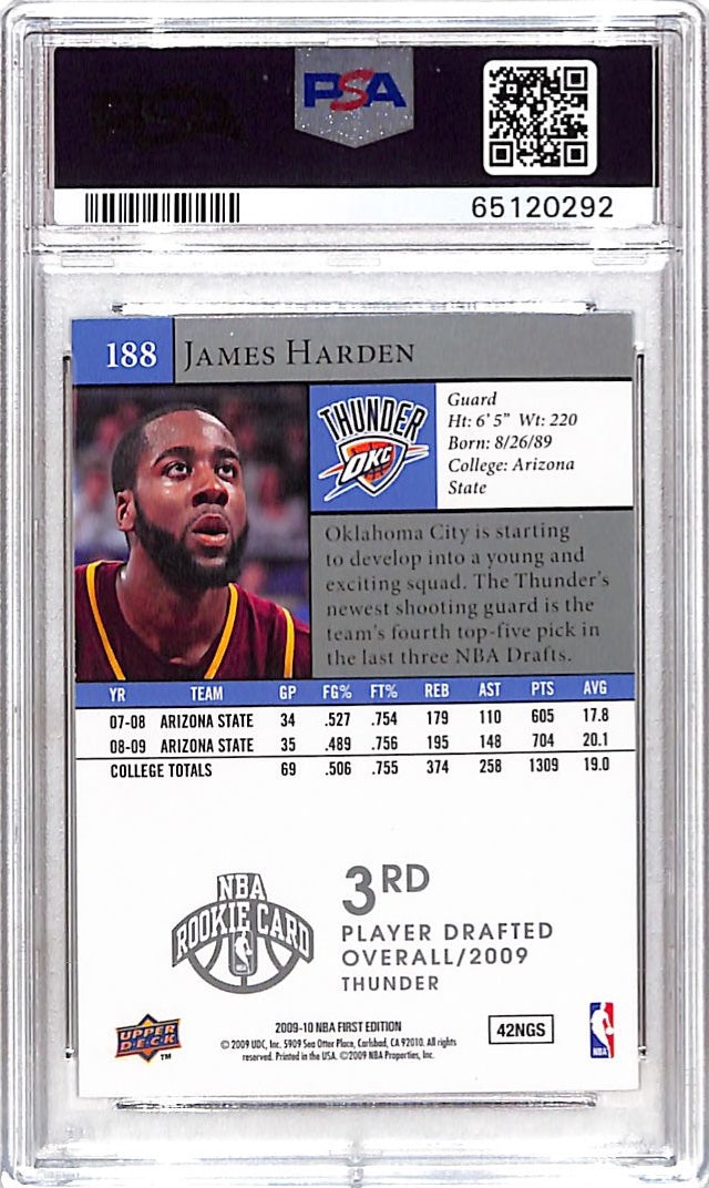 2009 Upper Deck First Edition James Harden Rookie #188 PSA 6 Thunder