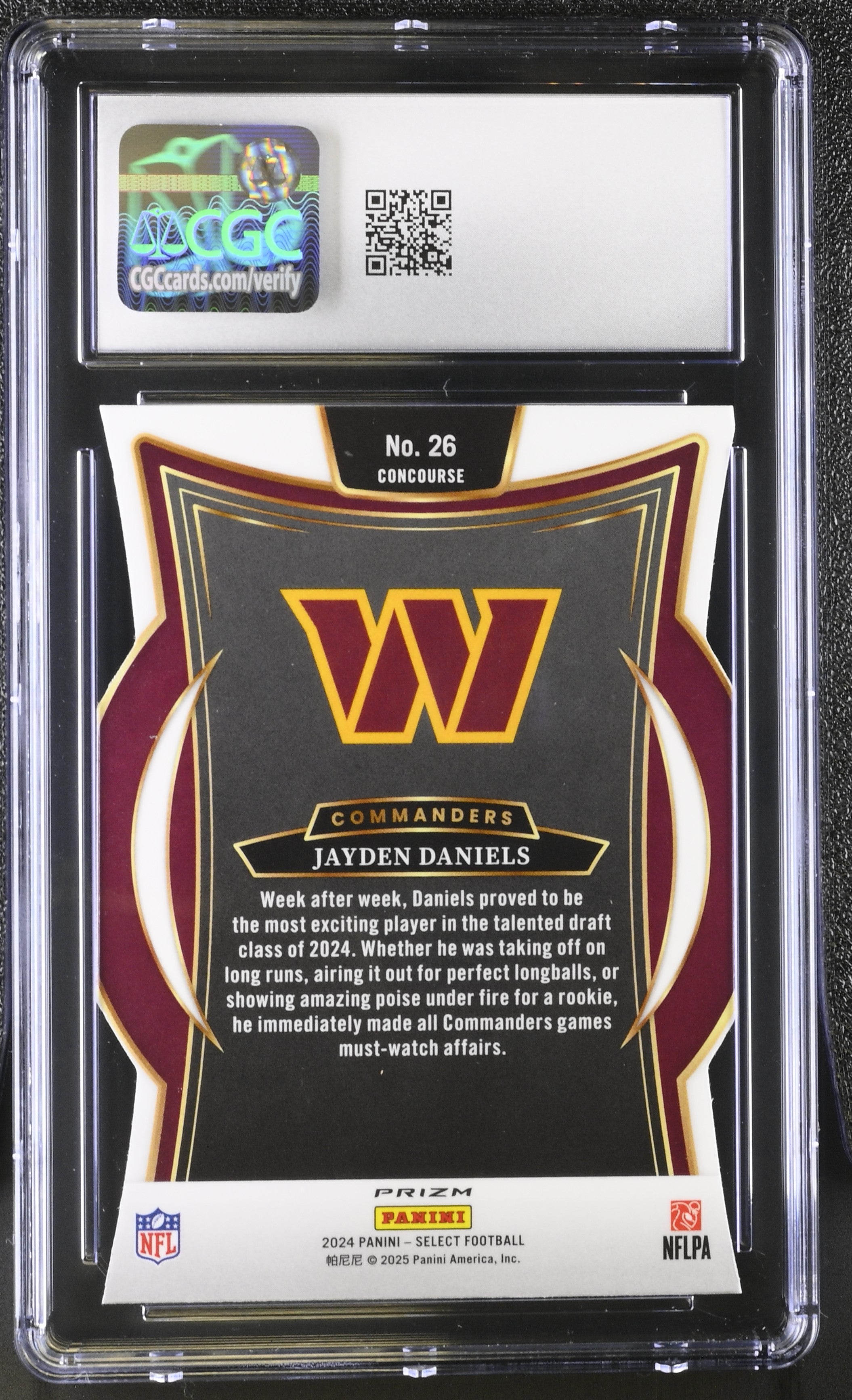 2024 Panini Select Jayden Daniels #26 Silver CGC 9