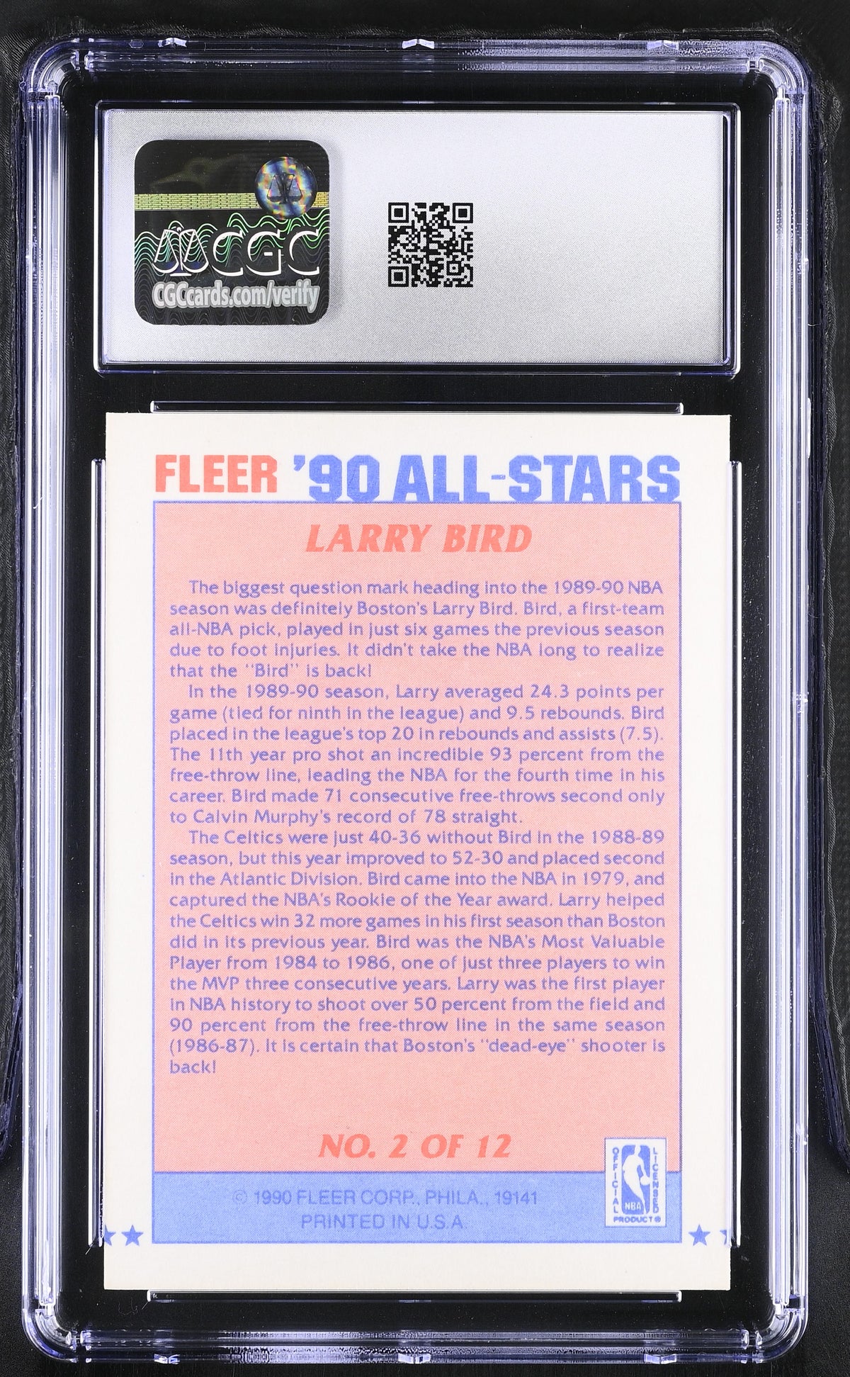 1990-91 Fleer Larry Bird All-Stars #2 CGC 7.5 Boston Celtics