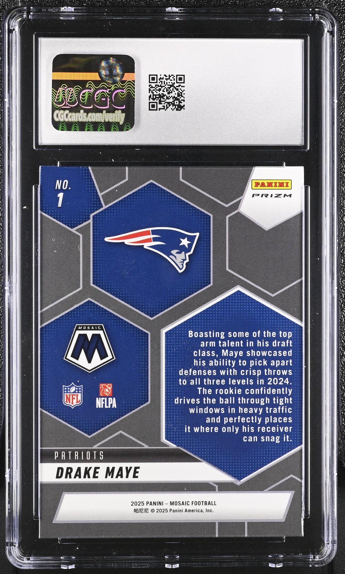 2025 Panini Mosaic Drake Maye Mosaic Montage #1 CGC 10 New England Patriots