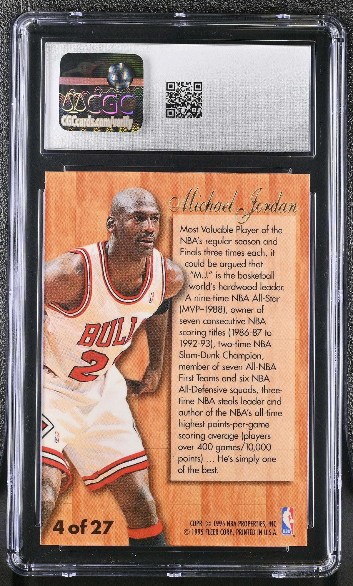 1995-96 Fleer Michael Jordan Flair Hardwood Leaders #4 CGC 9 Chicago Bulls