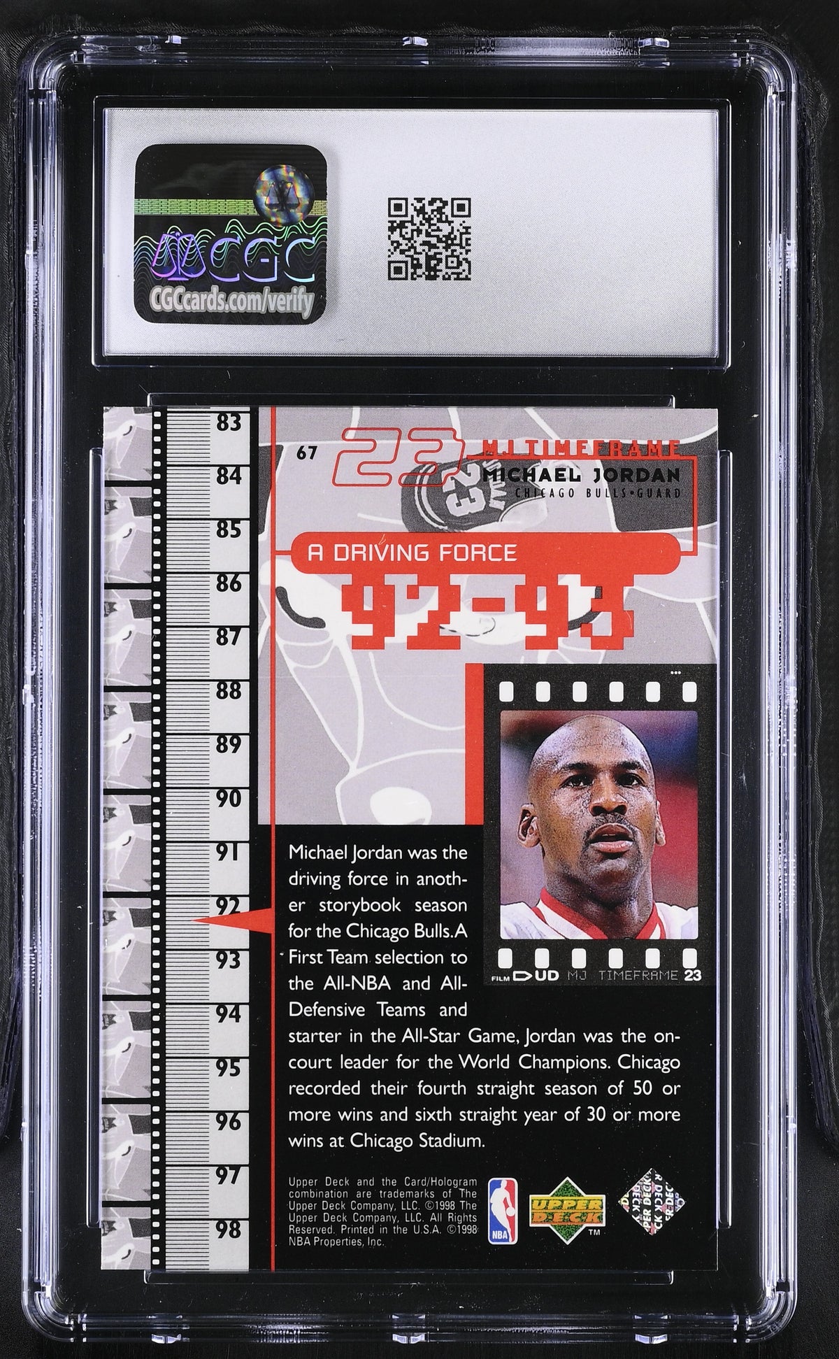 1998 Upper Deck MJ Living Legend Michael Jordan #67 CGC 9 Chicago Bulls