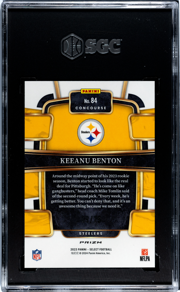 2023 Panini Select Keeanu Benton Blue Disco Prizm /25 Rookie #84 SGC 10 Steelers
