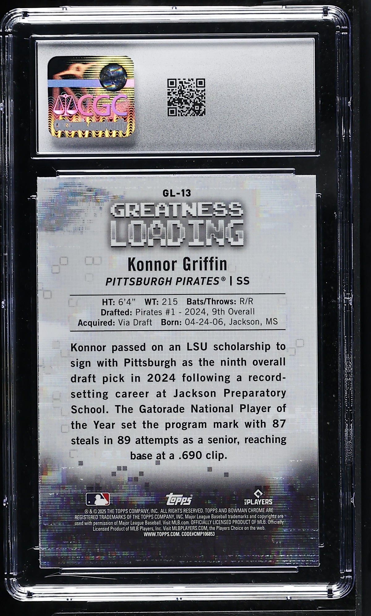 2025 Bowman Konnor Griffin Greatness Loading #GL-13 CGC 10