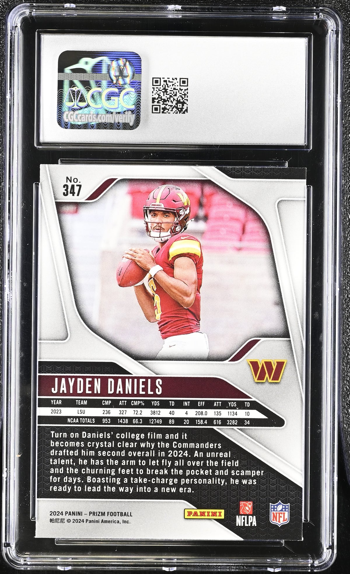 2024 Panini Prizm Jayden Daniels Rookie #347 CGC 10 Washington Commanders