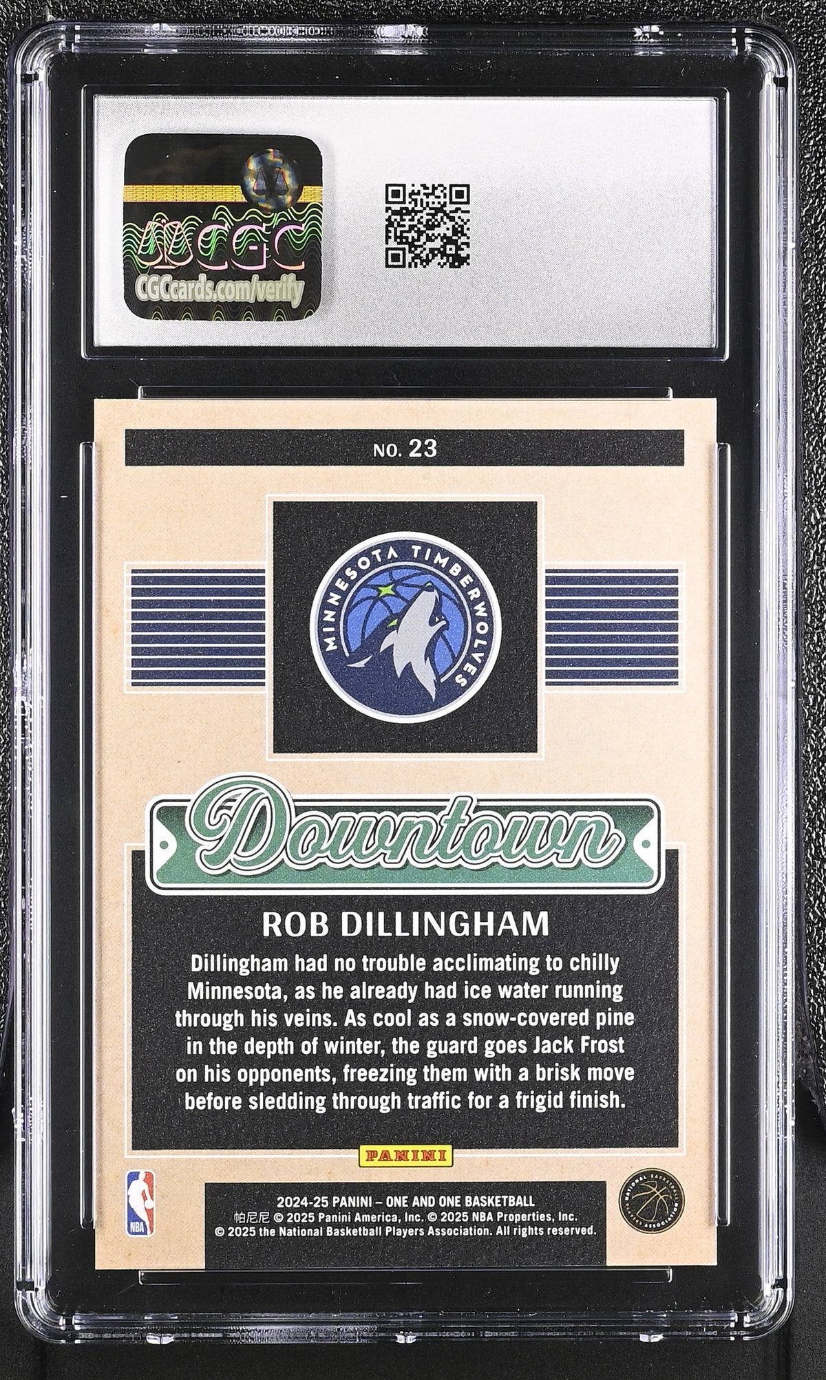 2024-25 Panini One And One Rob Dillingham Rookie Downtown 23 CGC 10 Timberwolves