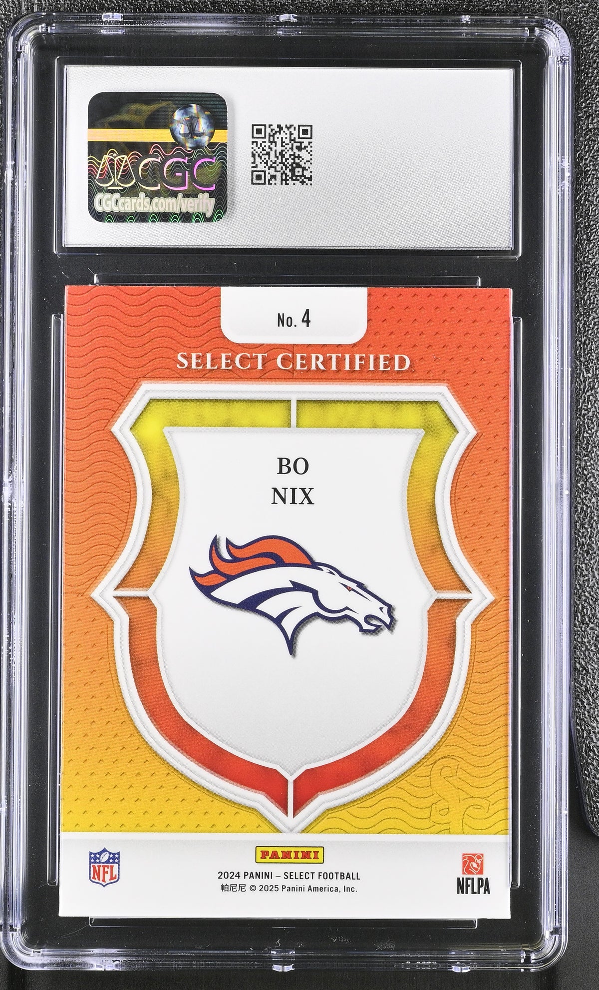 2024 Panini Select Bo Nix Select Certified Rookies #4 CGC 10