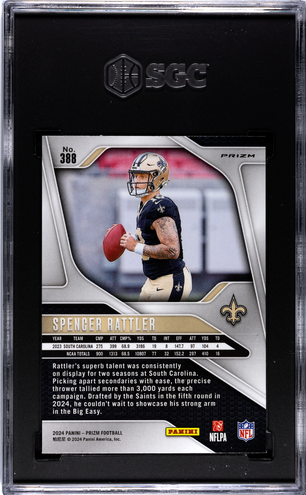 2024 Panini Prizm Spencer Rattler Green Wave Rookie #388 SGC 9.5 Saints