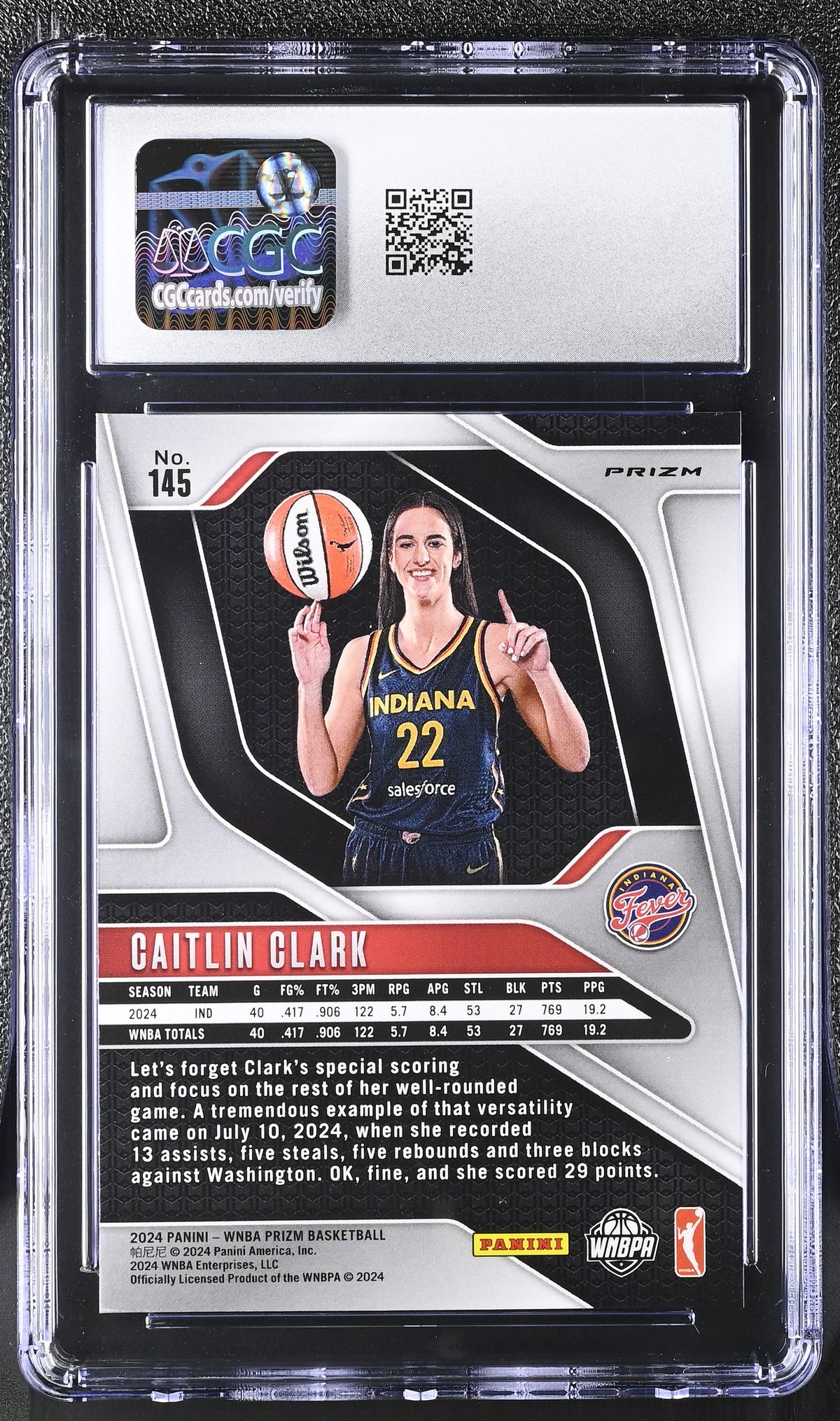 2024 Panini Prizm WNBA Caitlin Clark WNBA Logo #145 CGC 10 Indiana Fever
