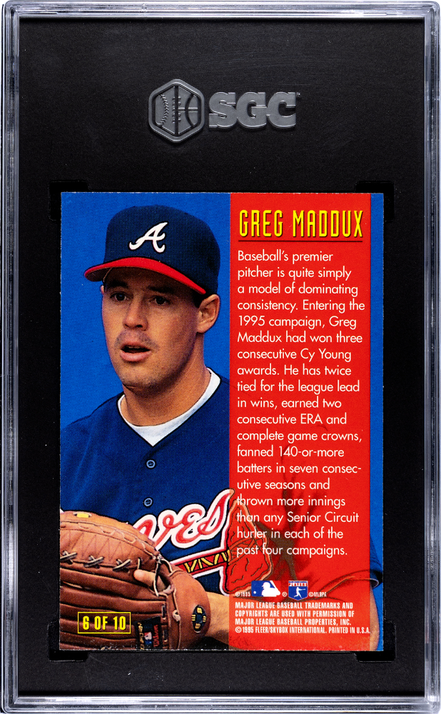 1995 Skybox Emotion Greg Maddux #6 Masters SGC 9