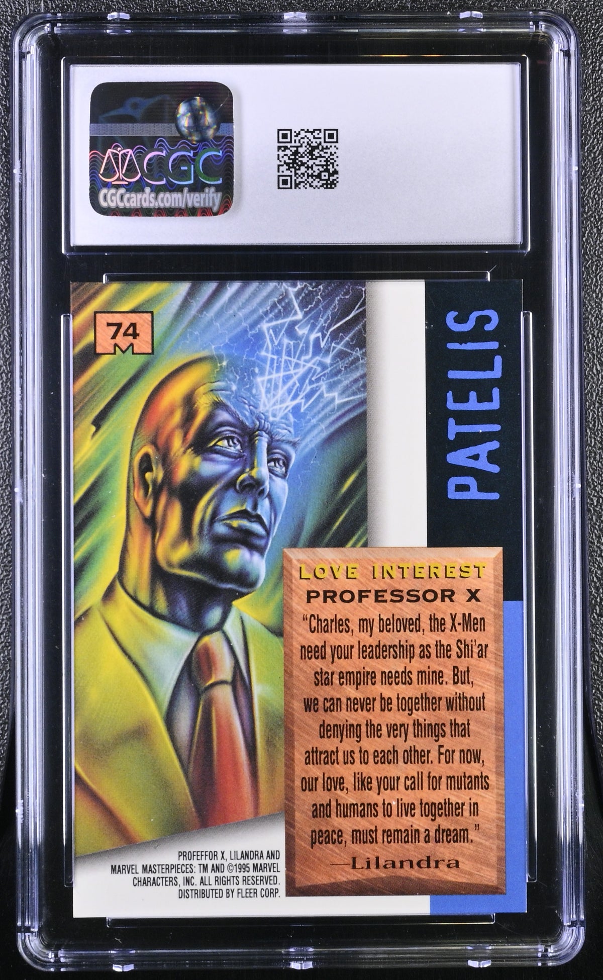 1995 Fleer Marvel Masterpieces Professor X #74 CGC 9.5