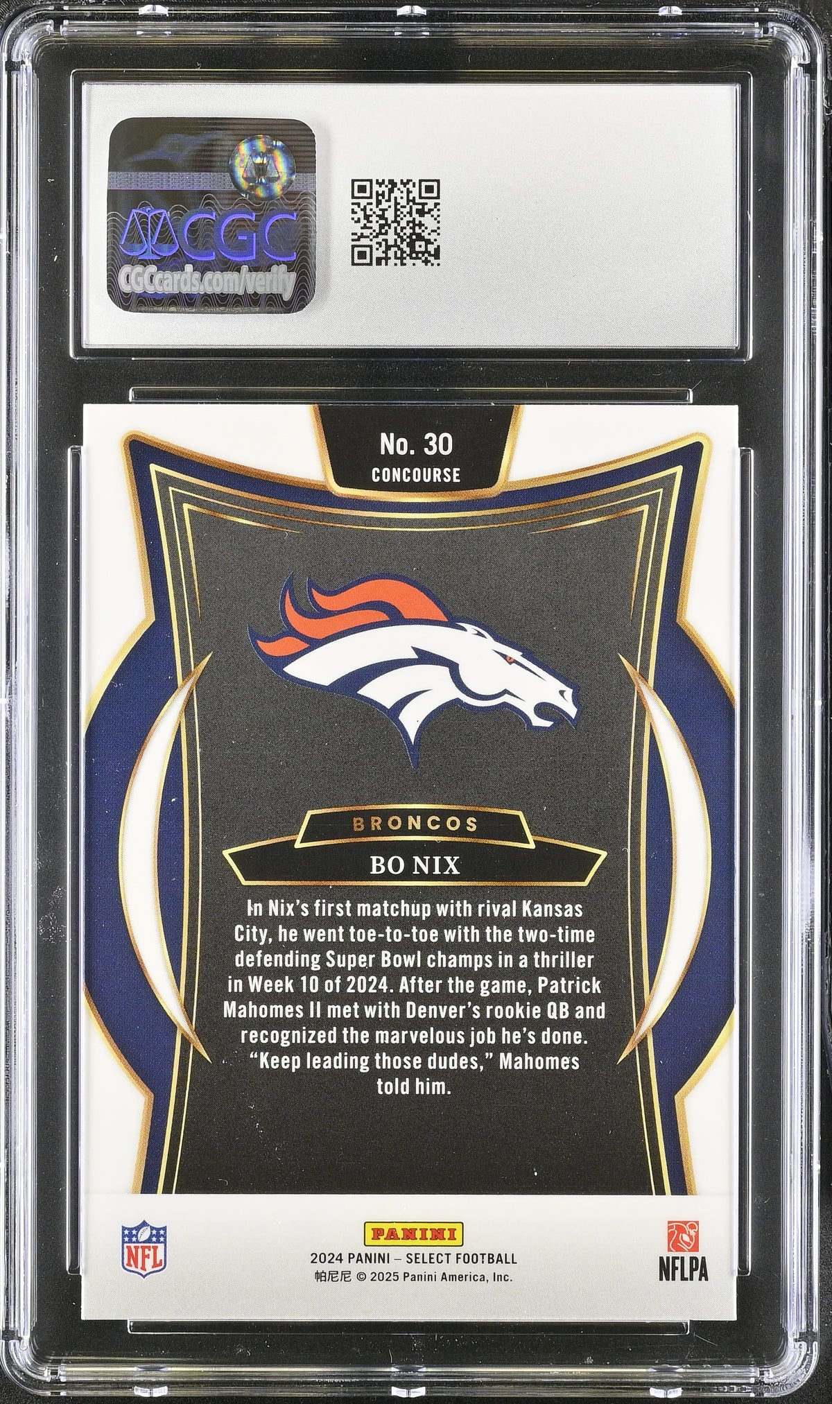 2024 Panini Select Bo Nix #30 CGC 9.5