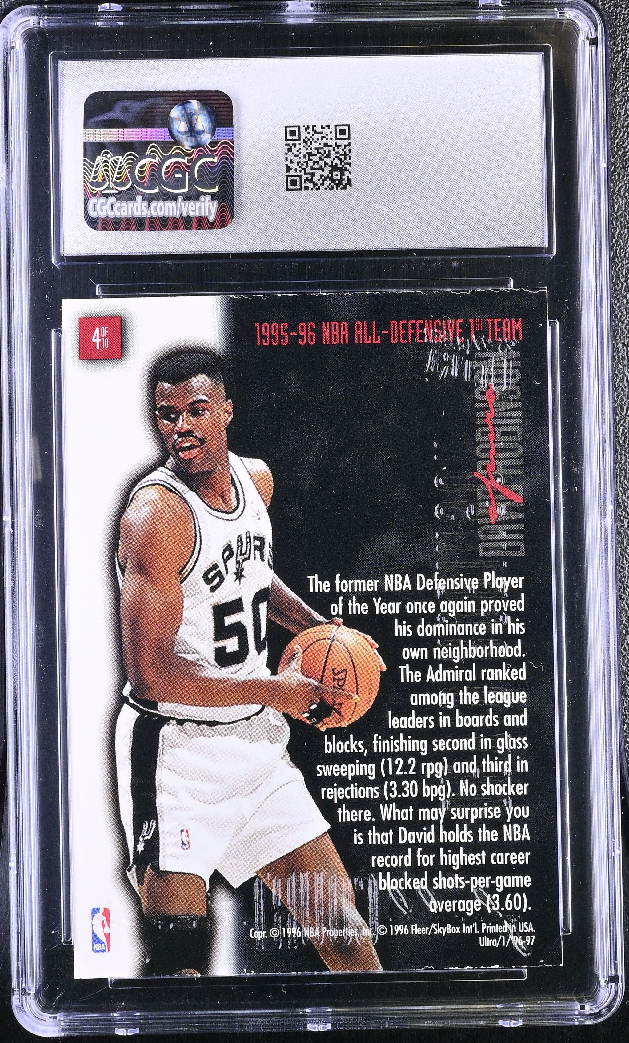 1996-97 Fleer Ultra David Robinson #4 Full Court Trap CGC 7