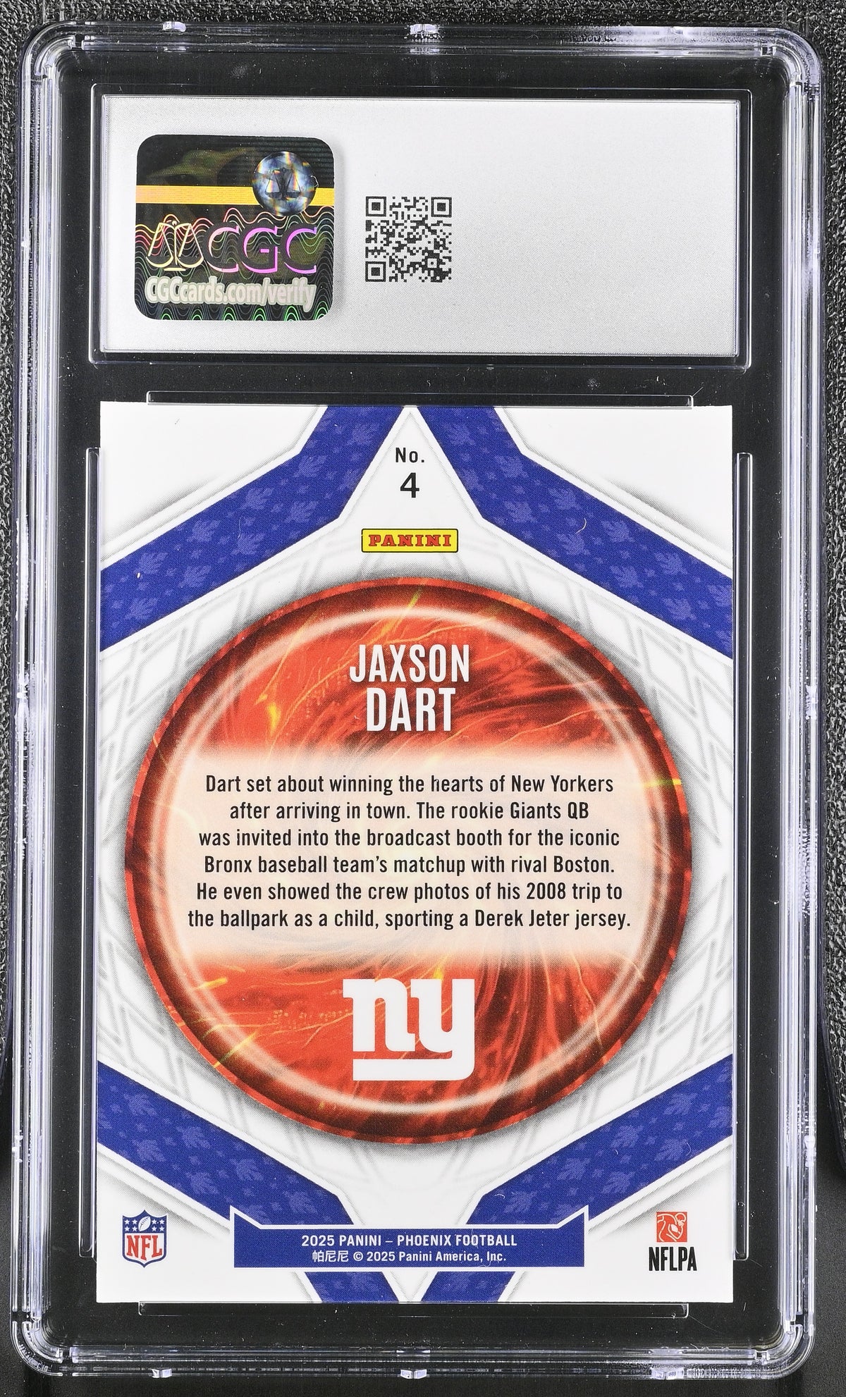 2025 Panini Phoenix Jaxson Dart Rookie Paragon #4 CGC 10 New York Giants