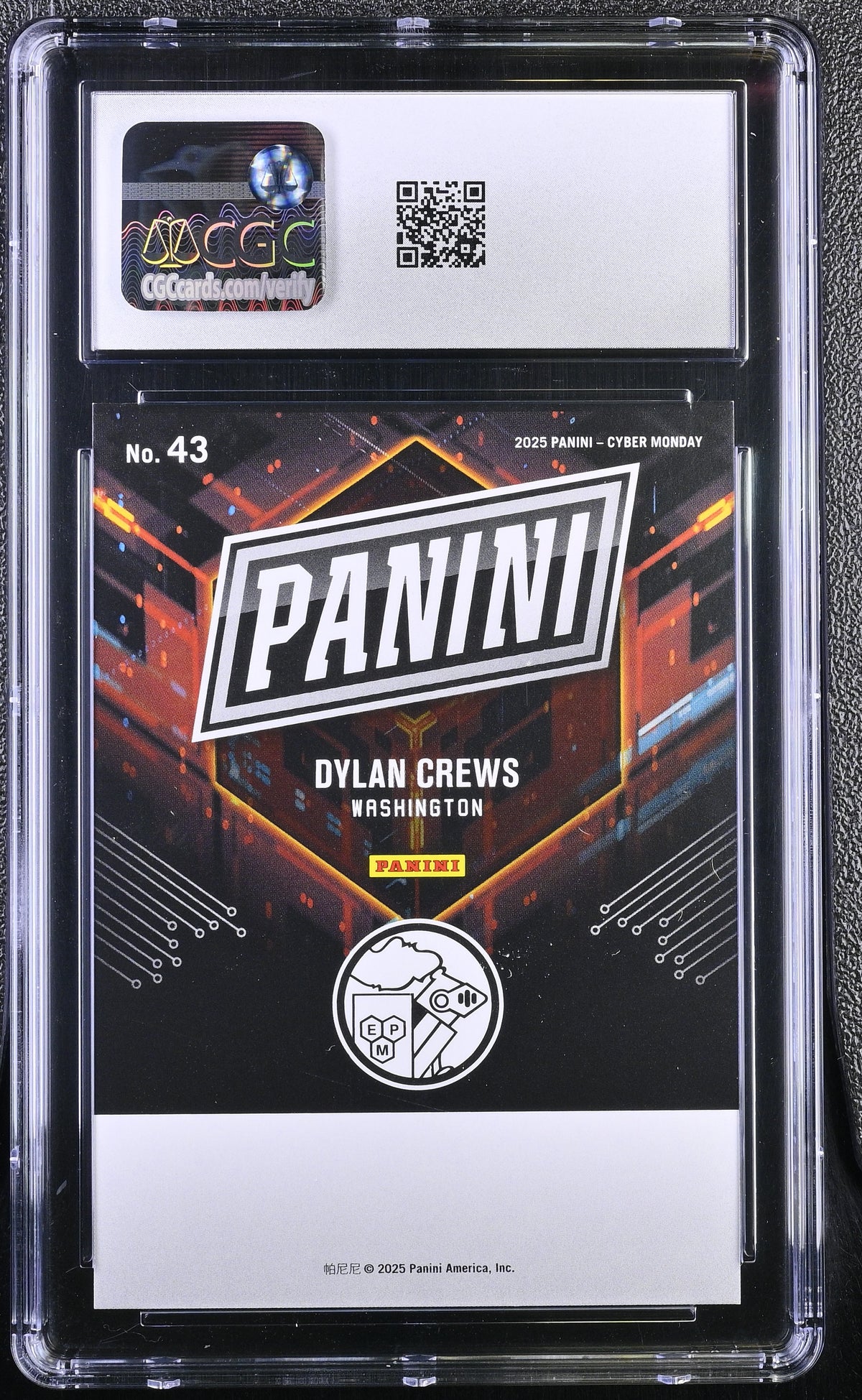 2025 Panini Cyber Monday Dylan Crews /199 Rookie #43 CGC 10 Washington Nationals