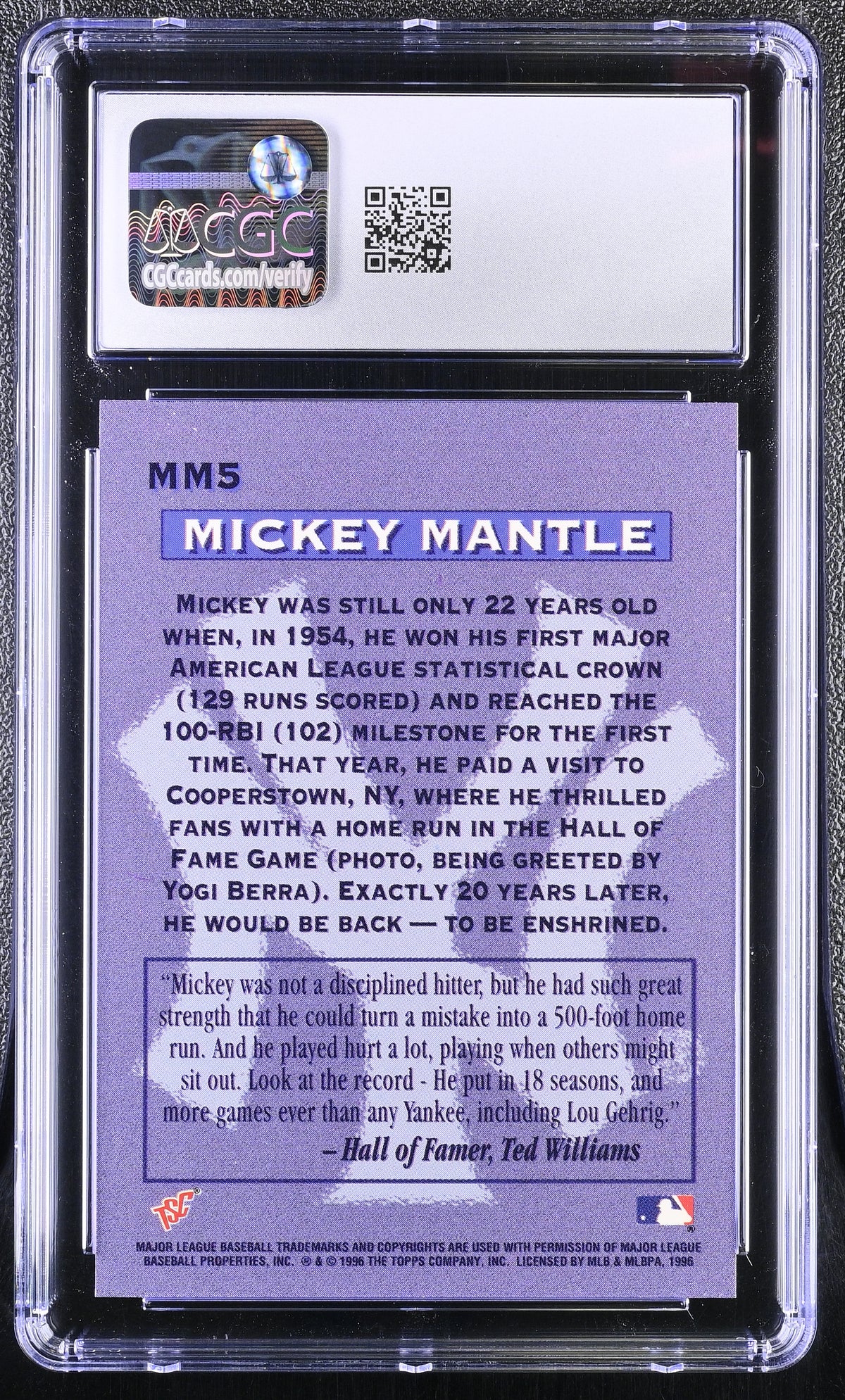 1996 Stadium Club Mickey Mantle Mantle Retrospective #MM5 CGC 10 Yankees