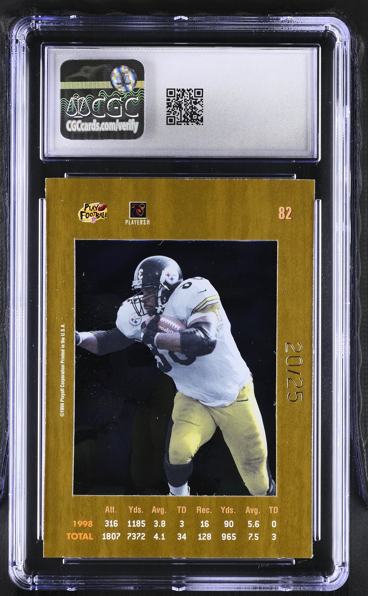 1999 Playoff Absolute SSD Jerome Bettis Coaches' Collection Gold /25 #82 CGC 5.5