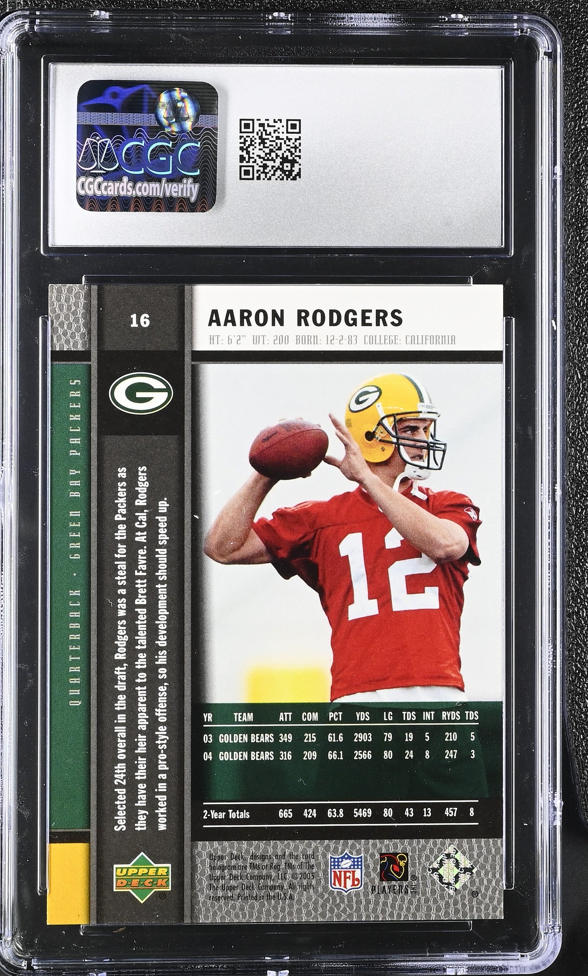 2005 Upper Deck Rookie Premiere Aaron Rodgers #16 CGC 10 Green Bay Packers