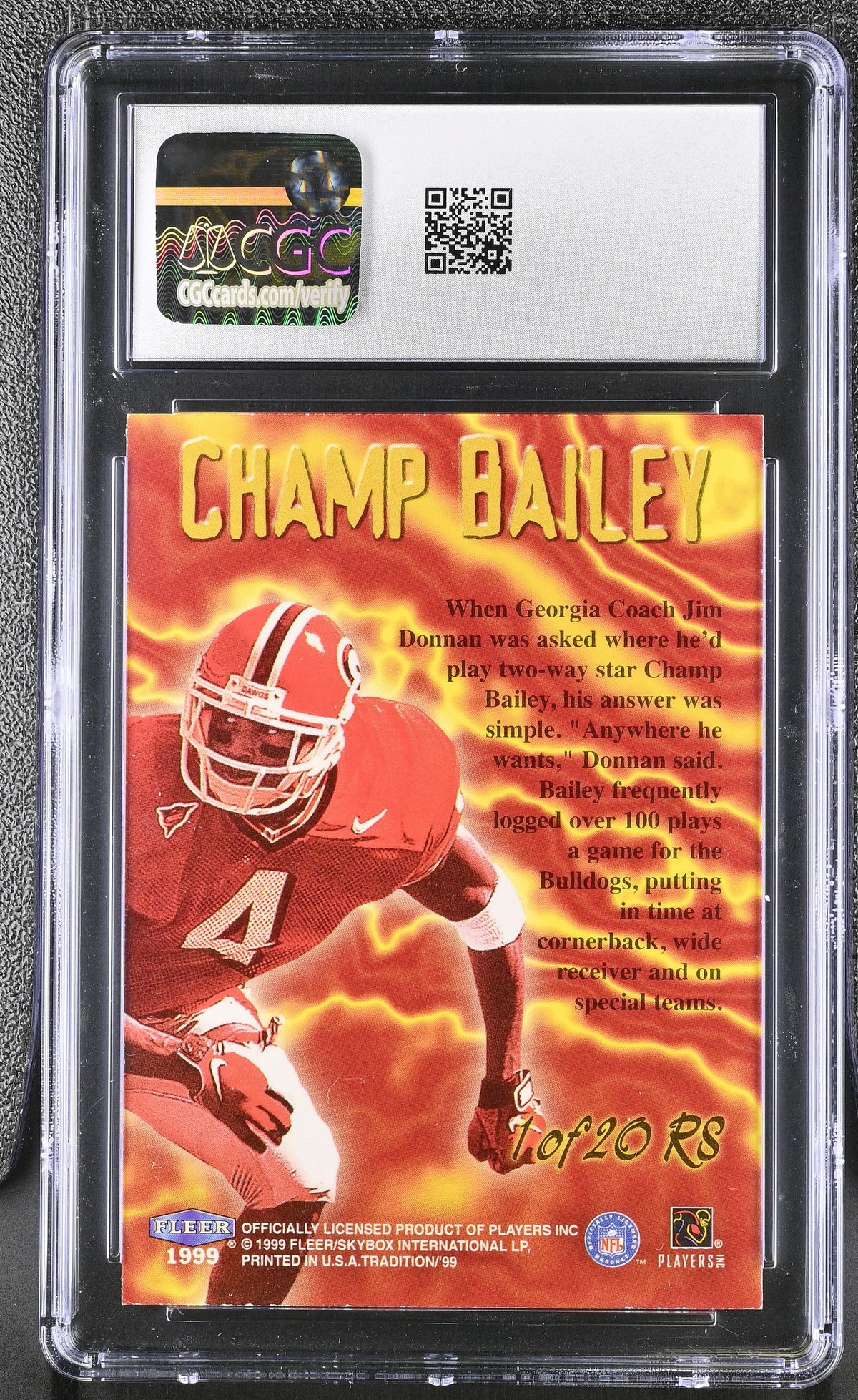 1999 Fleer Tradition Champ Bailey Rookie Sensations #1RS CGC 9