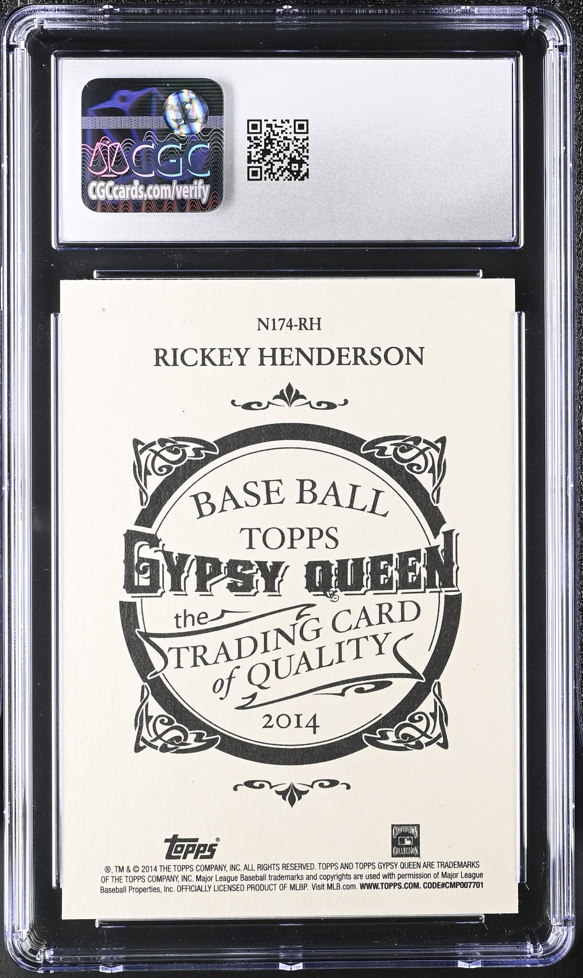 2014 Topps Gypsy Queen Rickey Henderson N174 #N174-RH CGC 10 Athletics
