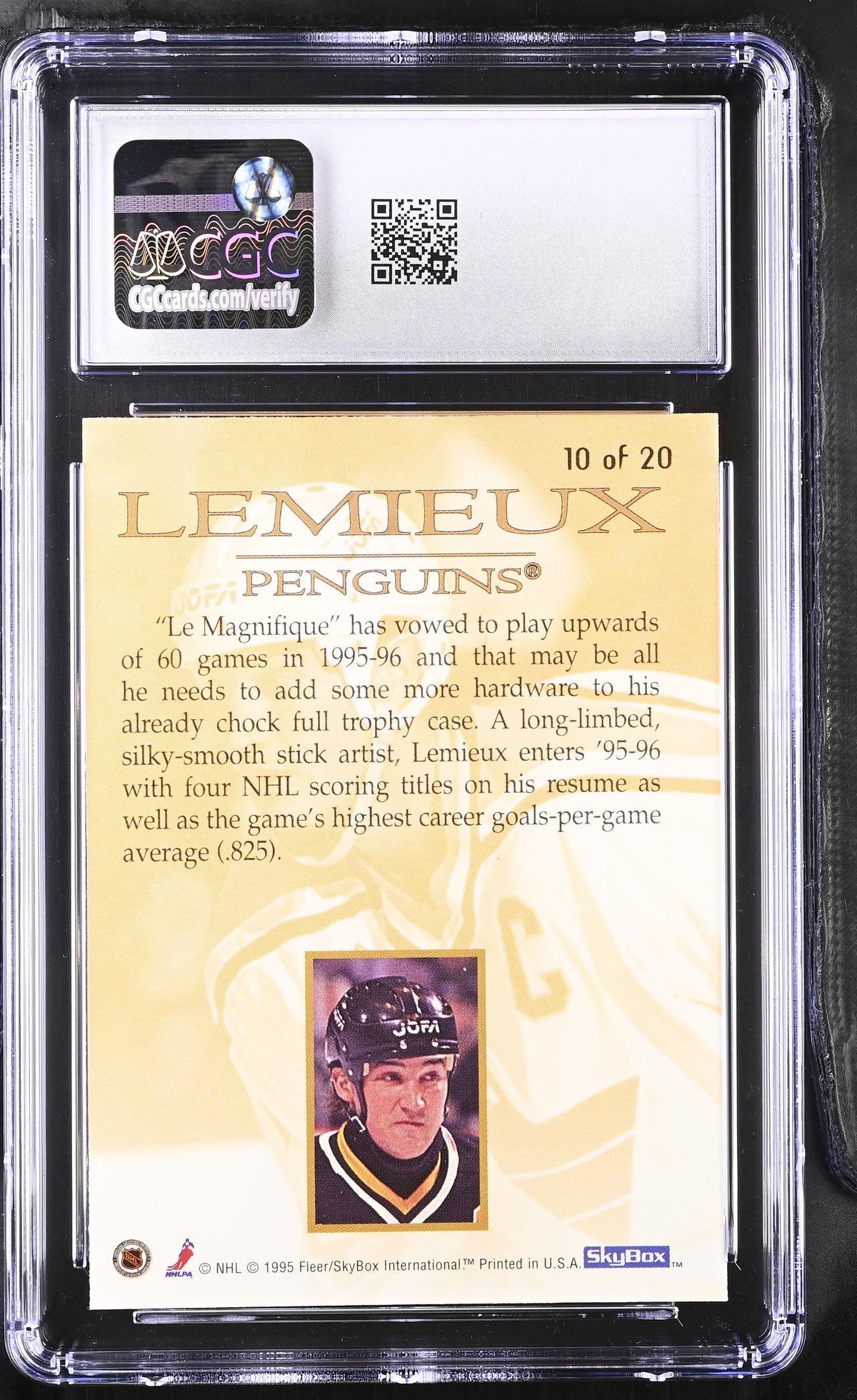 1995-96 Skybox Emotion Mario Lemieux Xcited #10 CGC 9.5 Pittsburgh Penguins