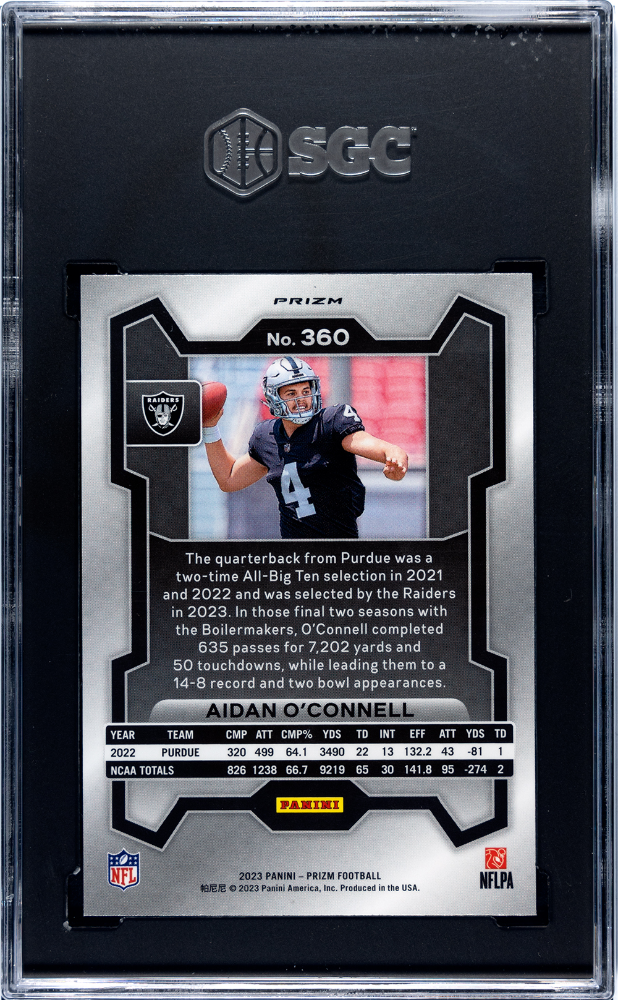 2023 Panini Prizm Aidan O'connell Silver #360 SGC 9