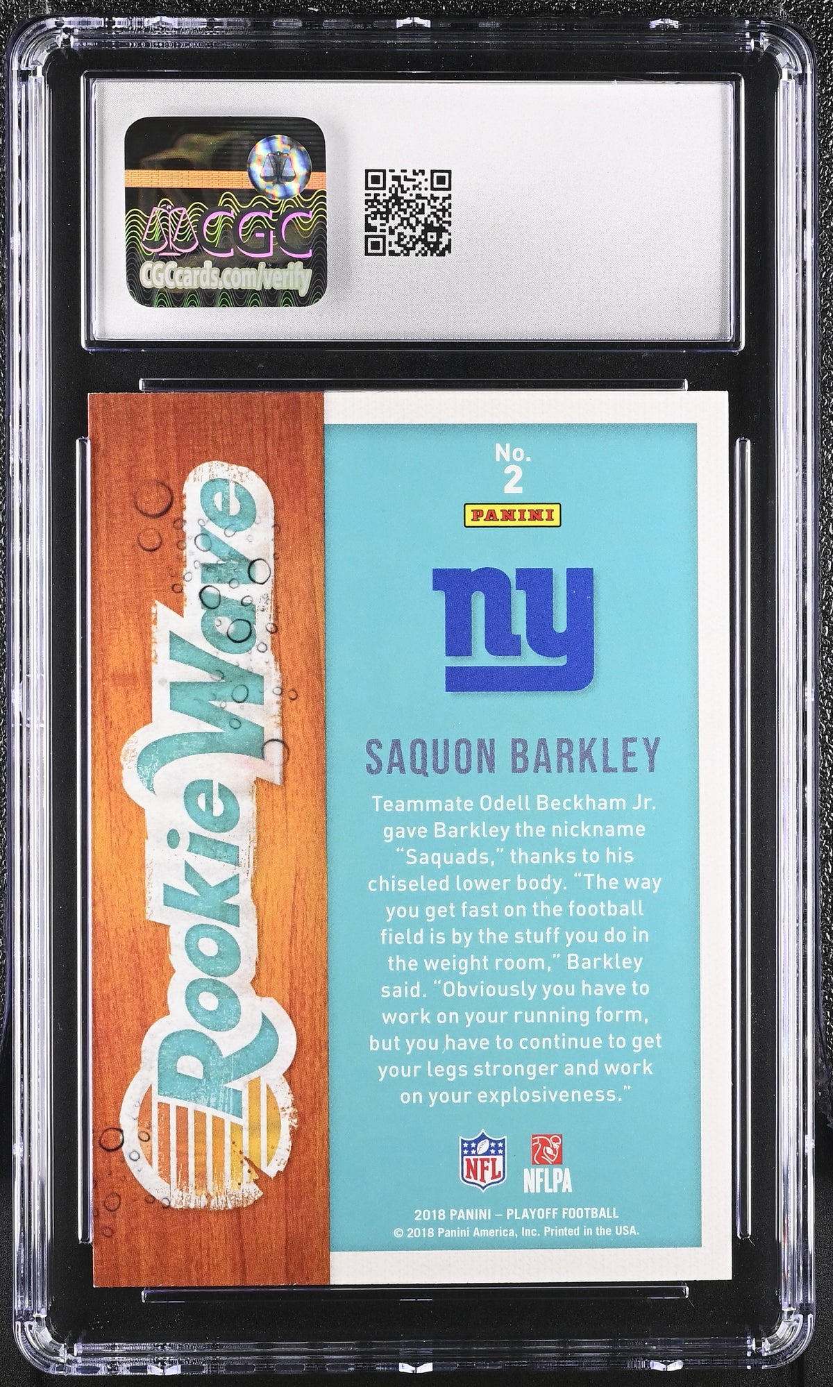 2018 Panini Playoff Saquon Barkley Rookie Wave #2 CGC 10 New York Giants