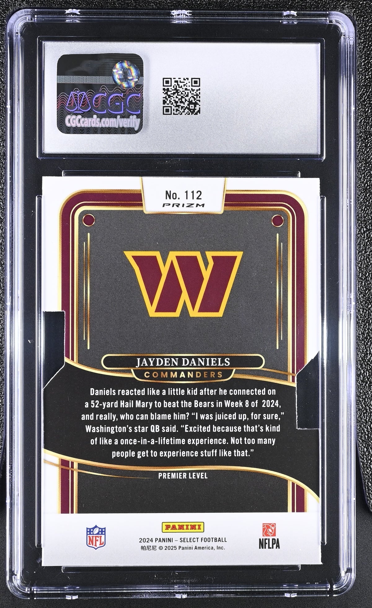 2024 Panini Select Jayden Daniels Silver Rookie #112 CGC 10 Commanders