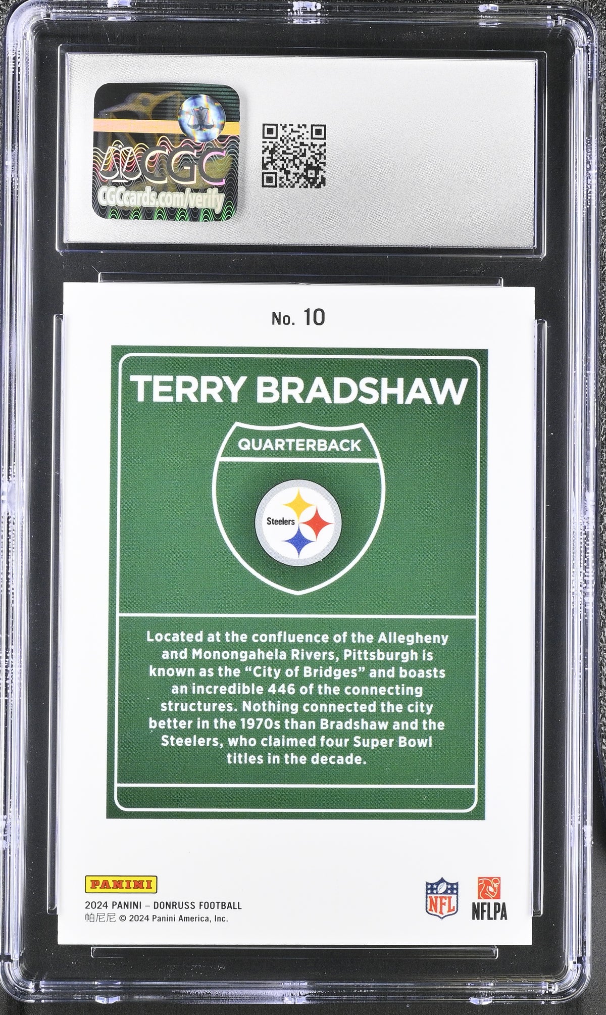 2024 Donruss Terry Bradshaw Downtown #10 CGC 9.5 Pittsburgh Steelers