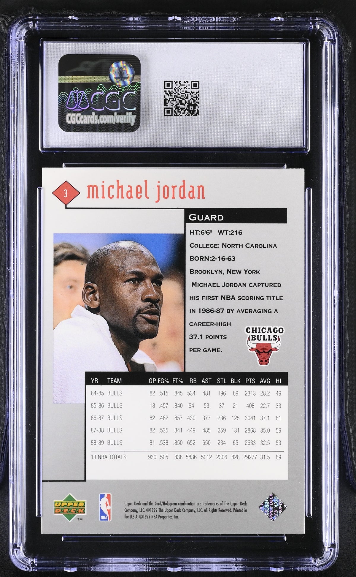 1998-99 Upper Deck Black Diamond Michael Jordan #3 CGC 9 Chicago Bulls