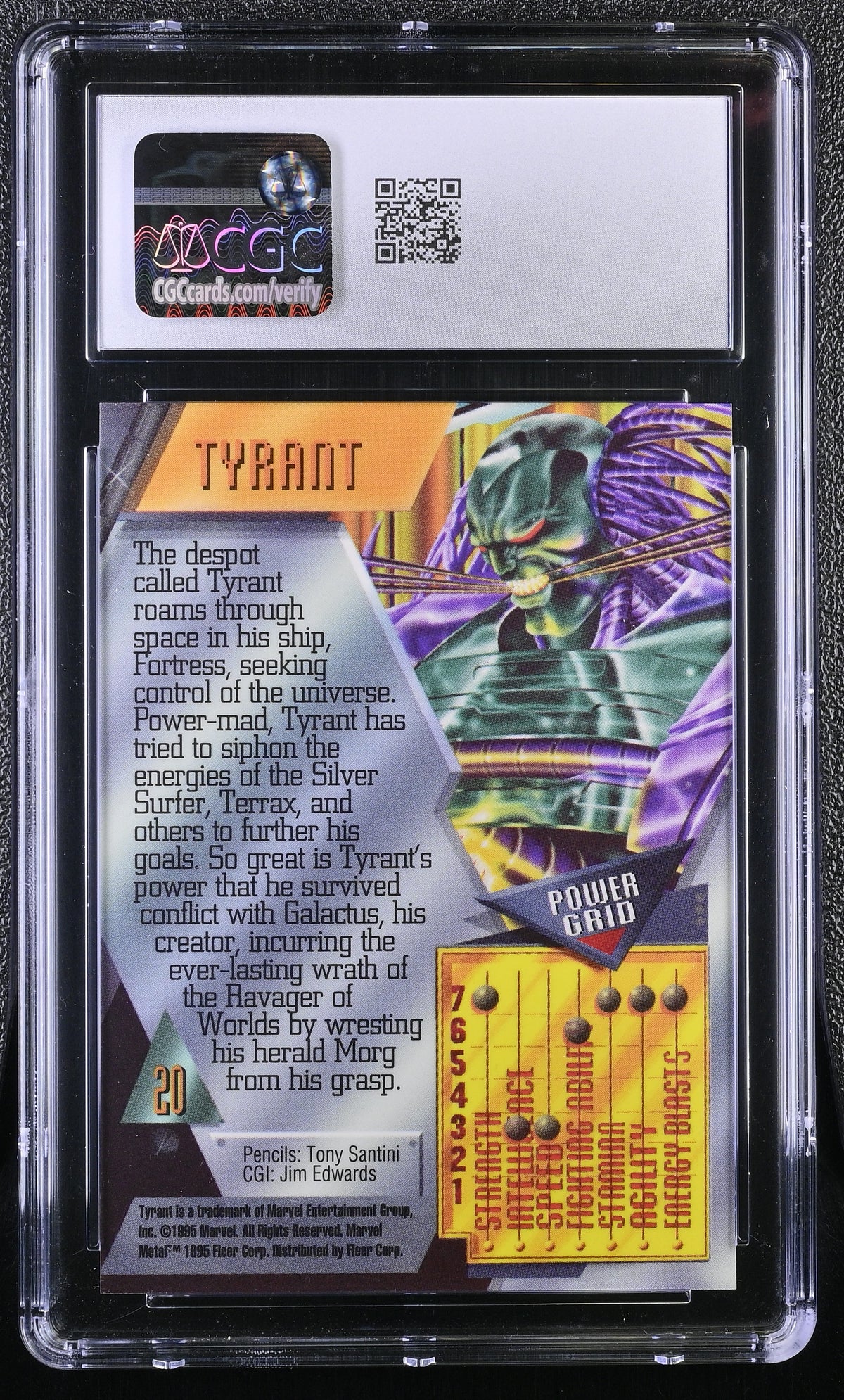 1995 Fleer Marvel Metal Inaugural Edition Tyrant #20 CGC 9.5