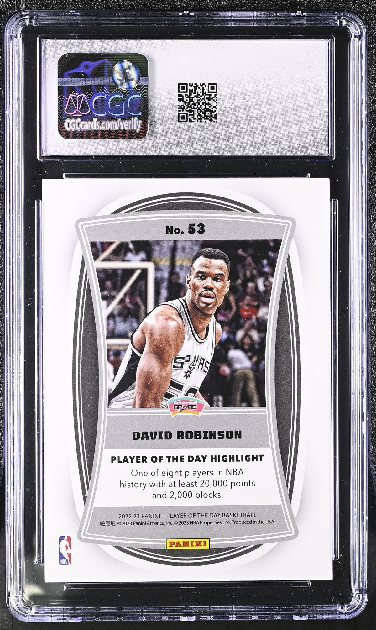 2022-23 Panini Player Of The Day David Robinson Gold /10 #53 CGC 9 Spurs