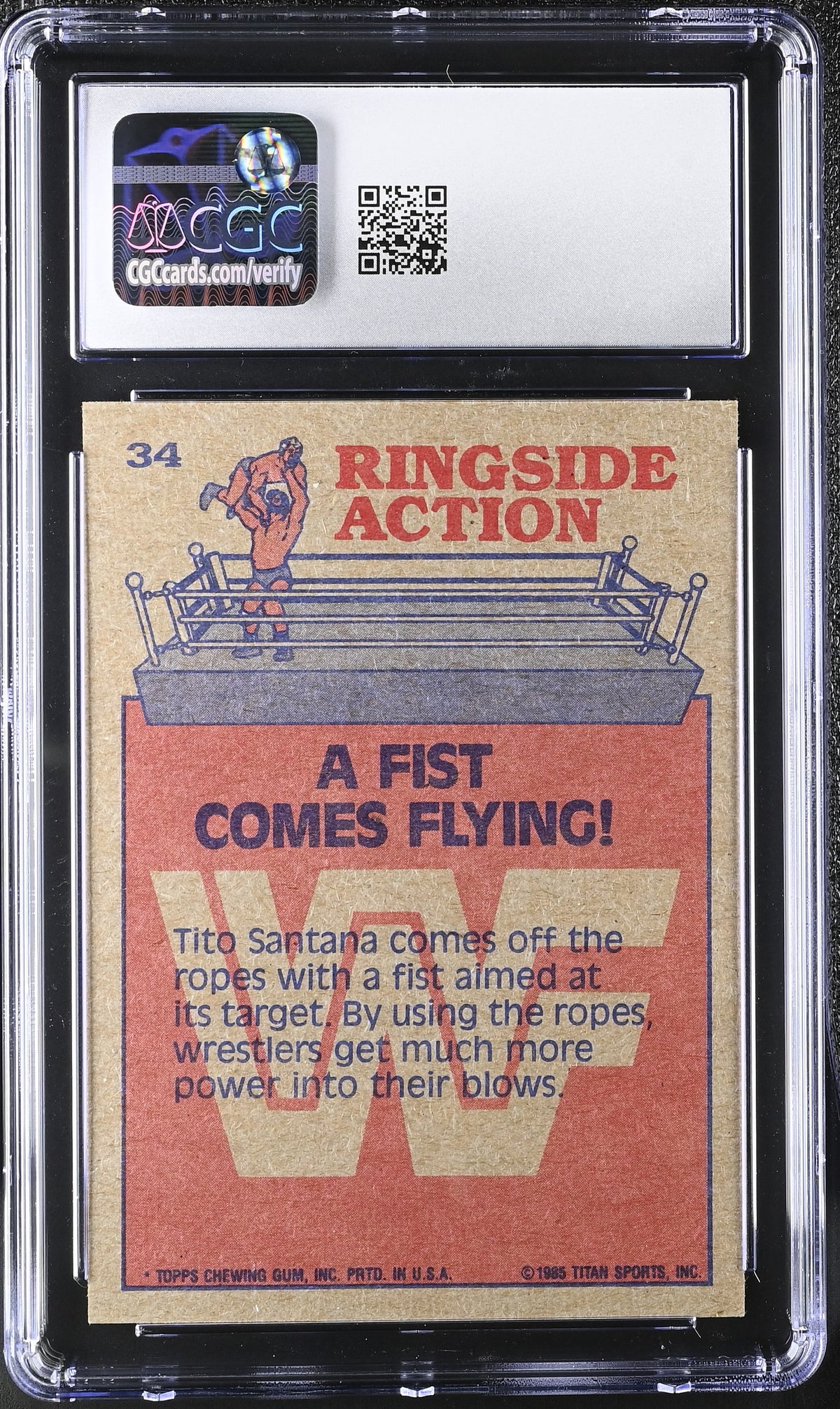 1985 Topps WWF A Fist Comes Flying! #34 CGC 9