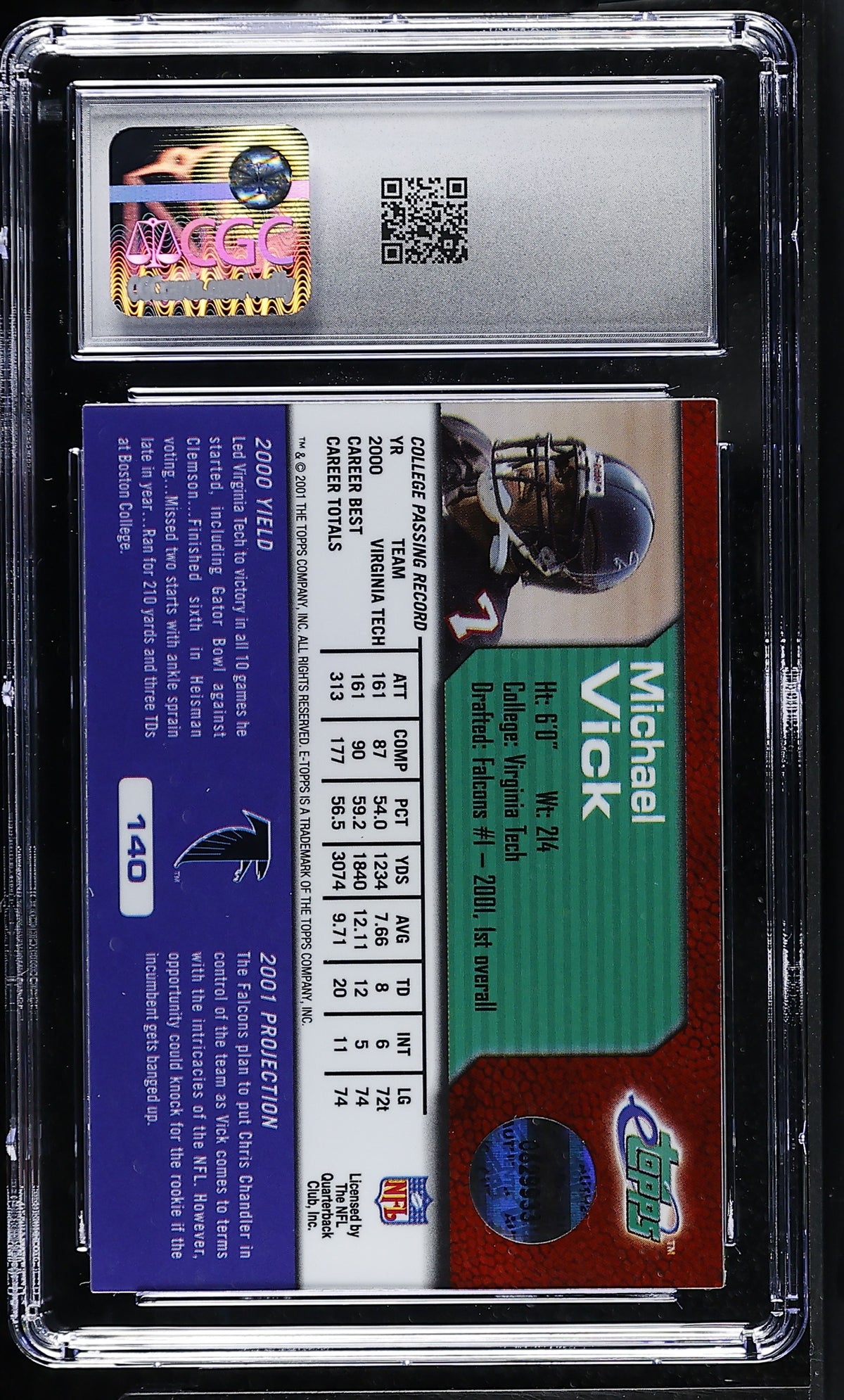 2001 Etopps Michael Vick Rookie #140 CGC 9 Atlanta Falcons