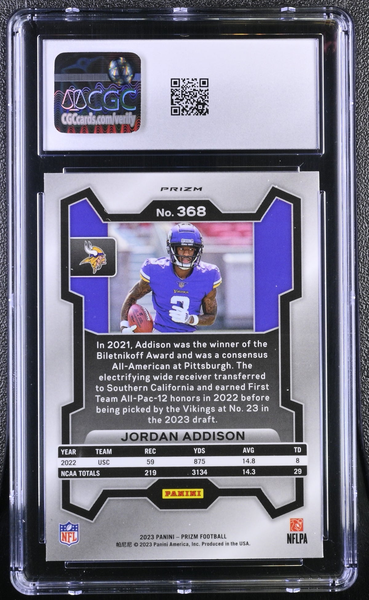 2023 Panini Prizm Jordan Addison Disco #368 CGC 9.5