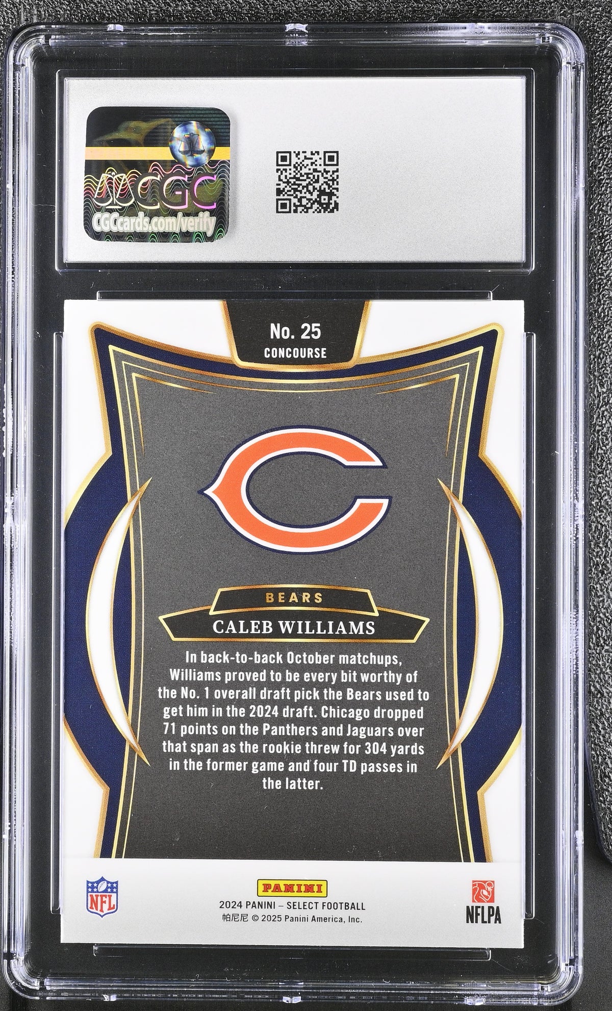 2024 Panini Select Caleb Williams Rookie #25 CGC 9.5 Chicago Bears