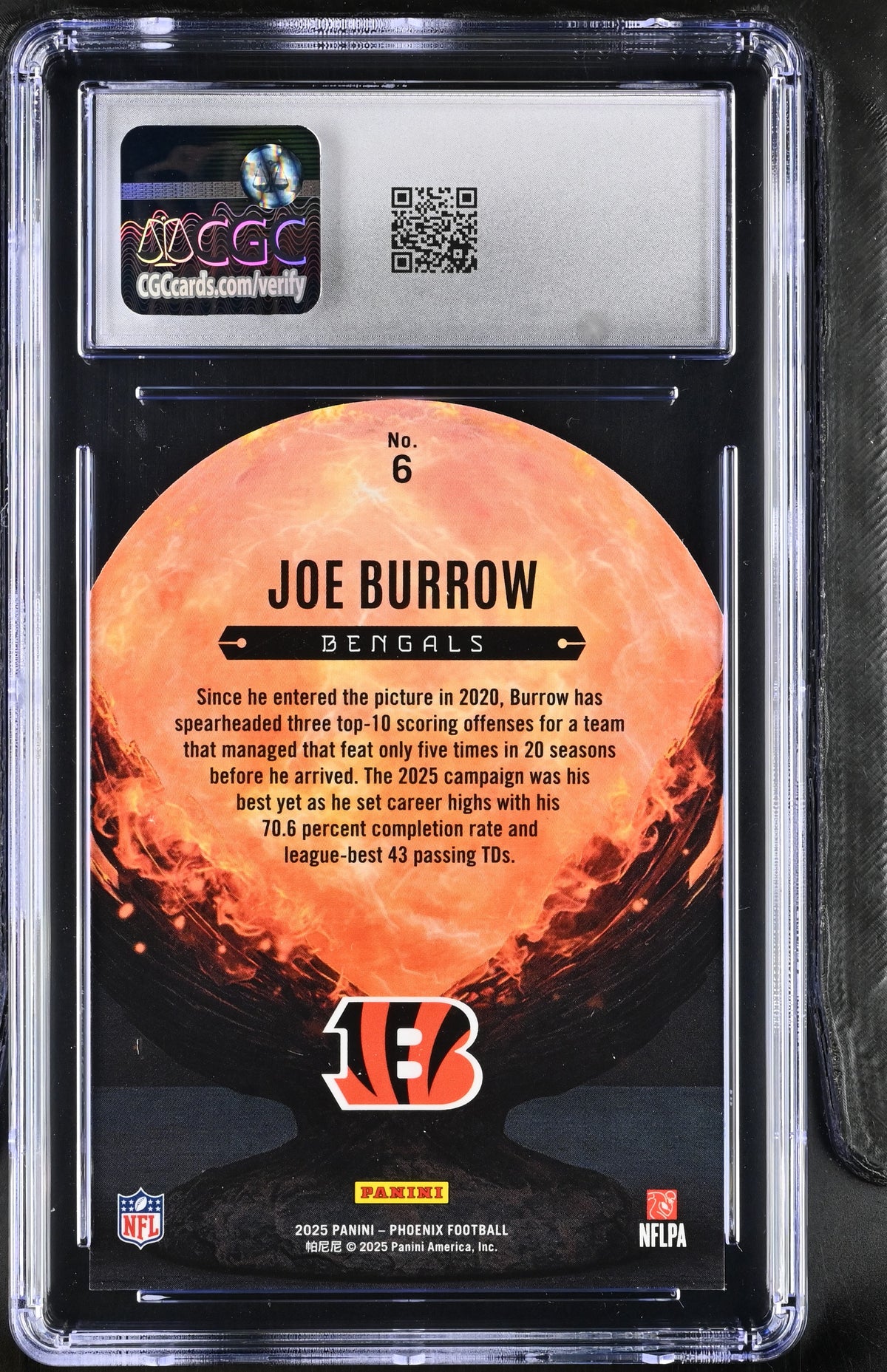 2025 Panini Phoenix Joe Burrow Resurgent Snow Globe #6 CGC 9 Cincinnati Bengals