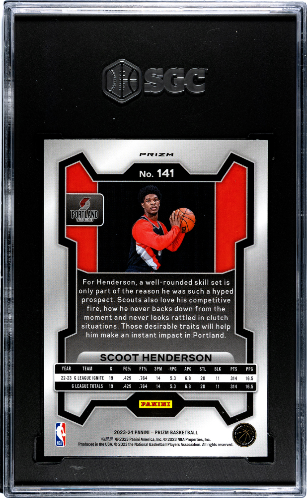 2023 Panini Prizm Scoot Henderson Silver #141 SGC 9.5 Portland Trail Blazers