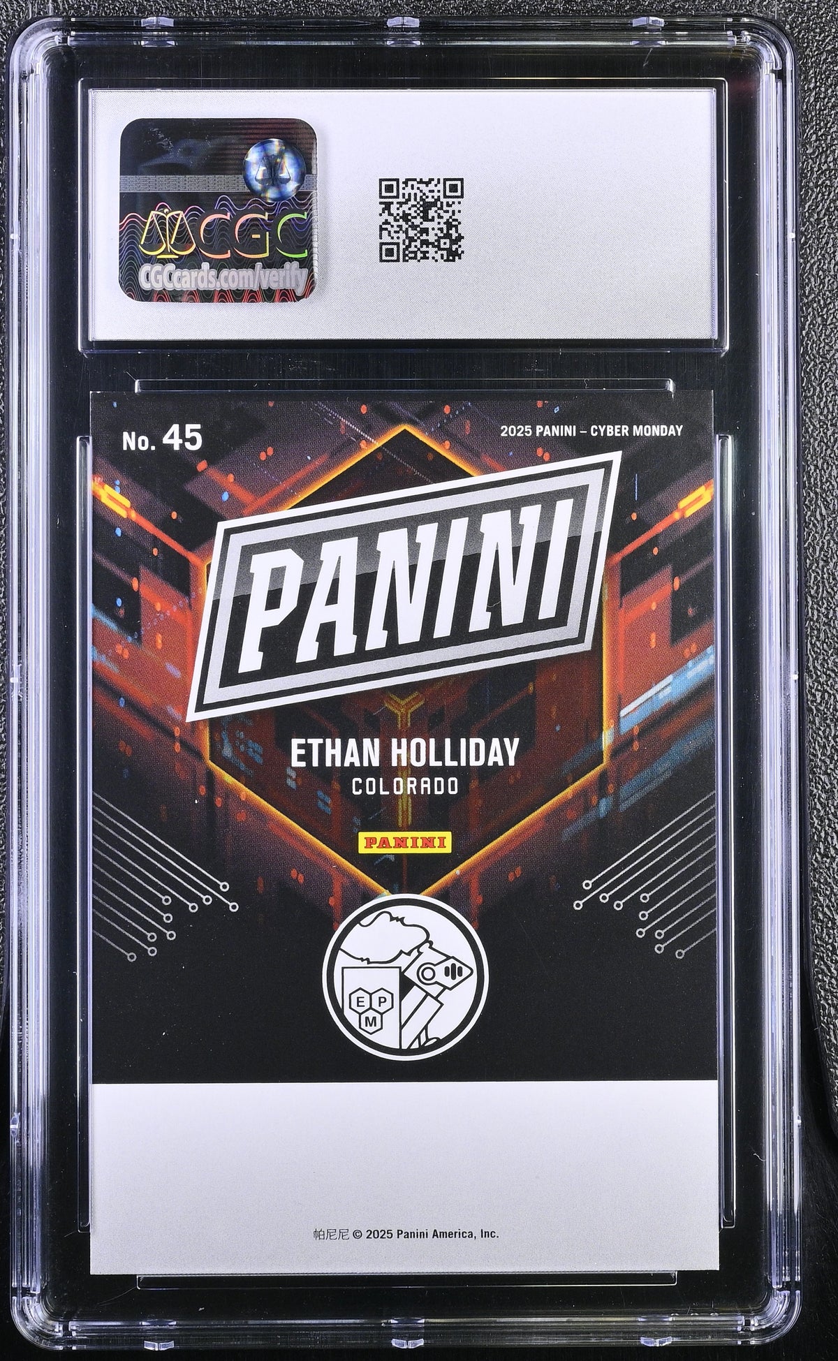 2025 Panini Cyber Monday Ethan Holliday /199 Rookie #45 CGC 10 Colorado Rockies