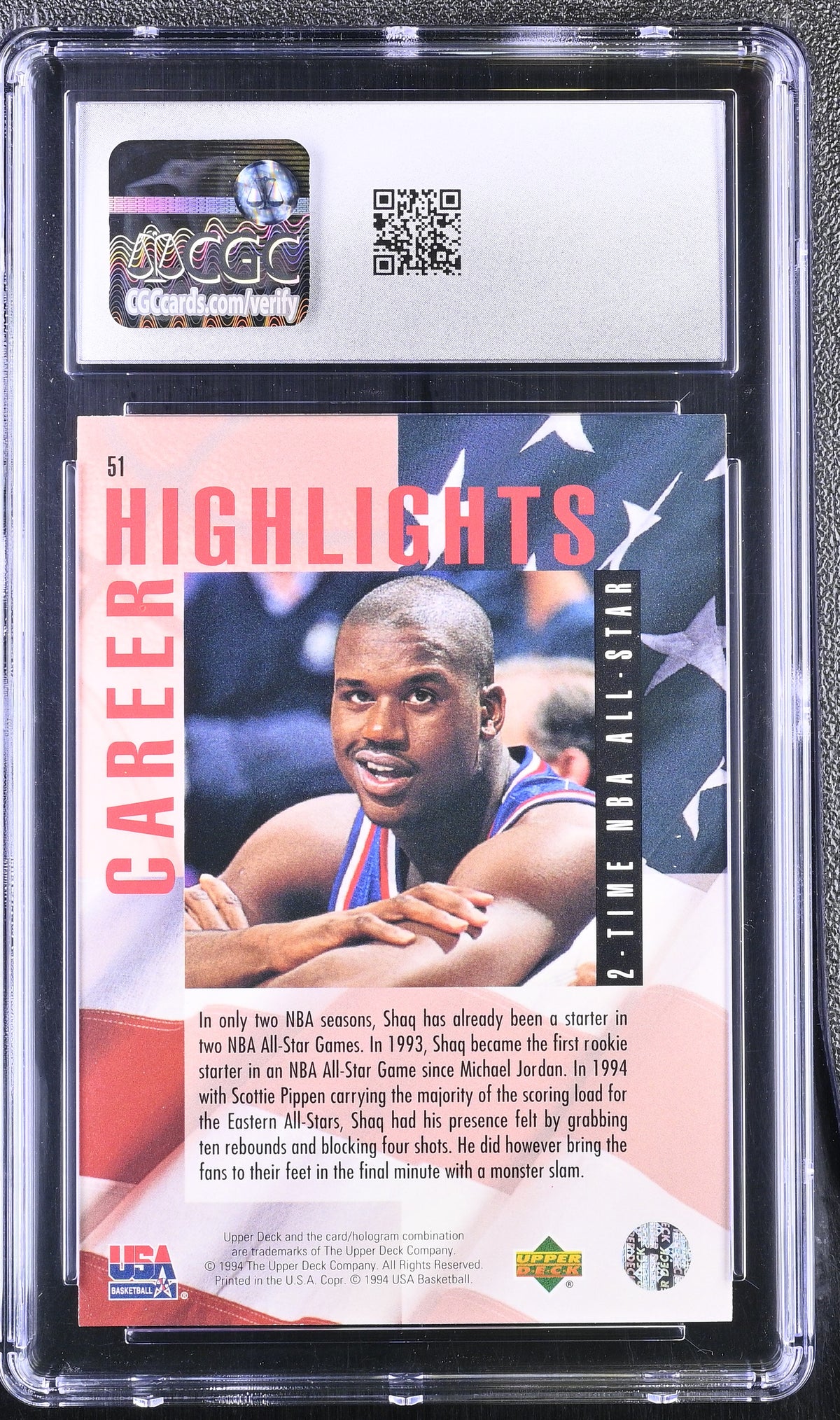 1994 Upper Deck Usa Shaquille O'Neal #51 Gold Medal CGC 9.5