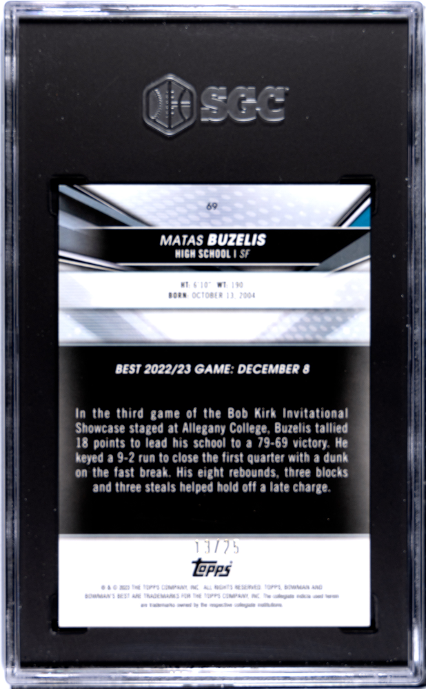 2022 Bowman University Best Matas Buzelis Orange Refractor 25 #69 SGC 9
