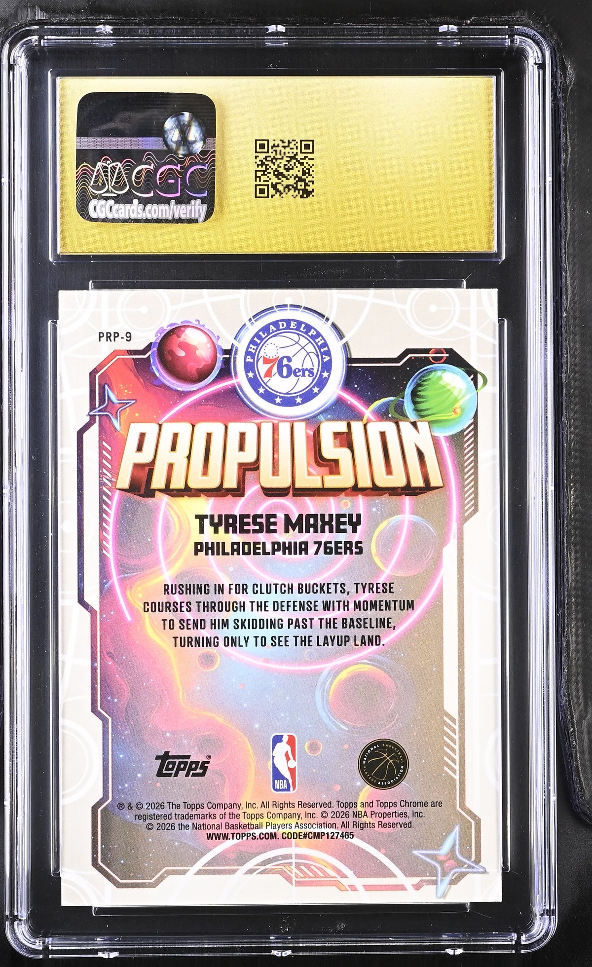 2025-26 Topps Cosmic Chrome Tyrese Maxey Propulsion #PRP-9 CGC 10 Pristine 76ers