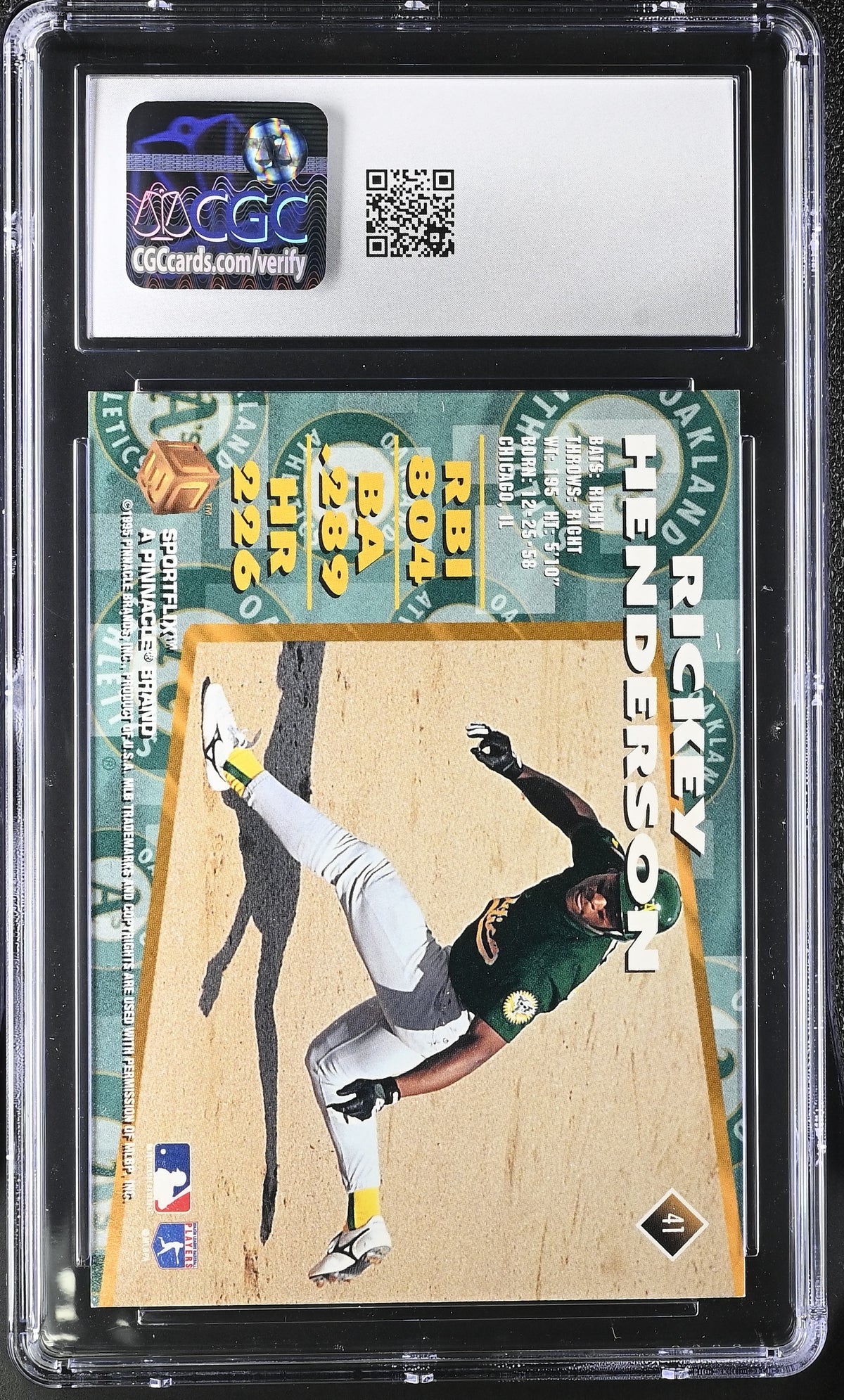 1995 Sportflix Uc3 Rickey Henderson #41 CGC 9