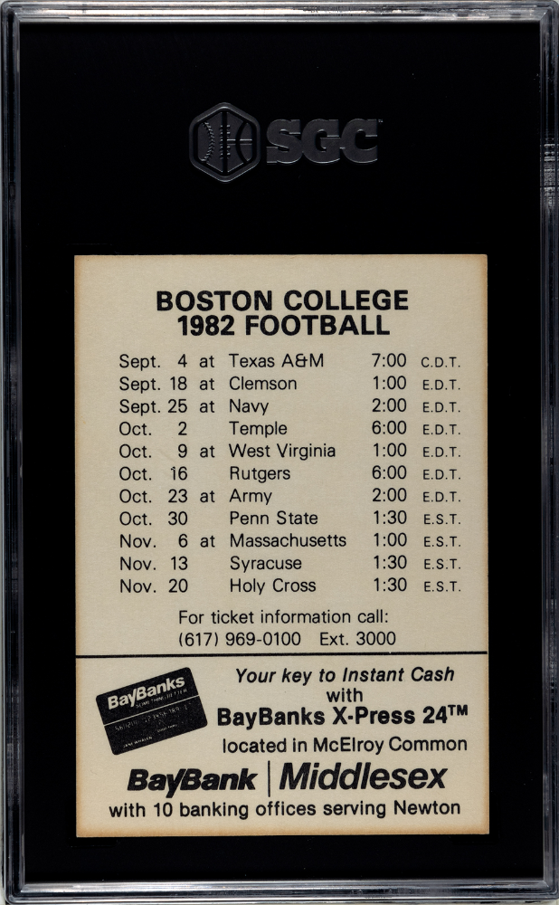 1982 Schedule Boston College Eagles SGC A