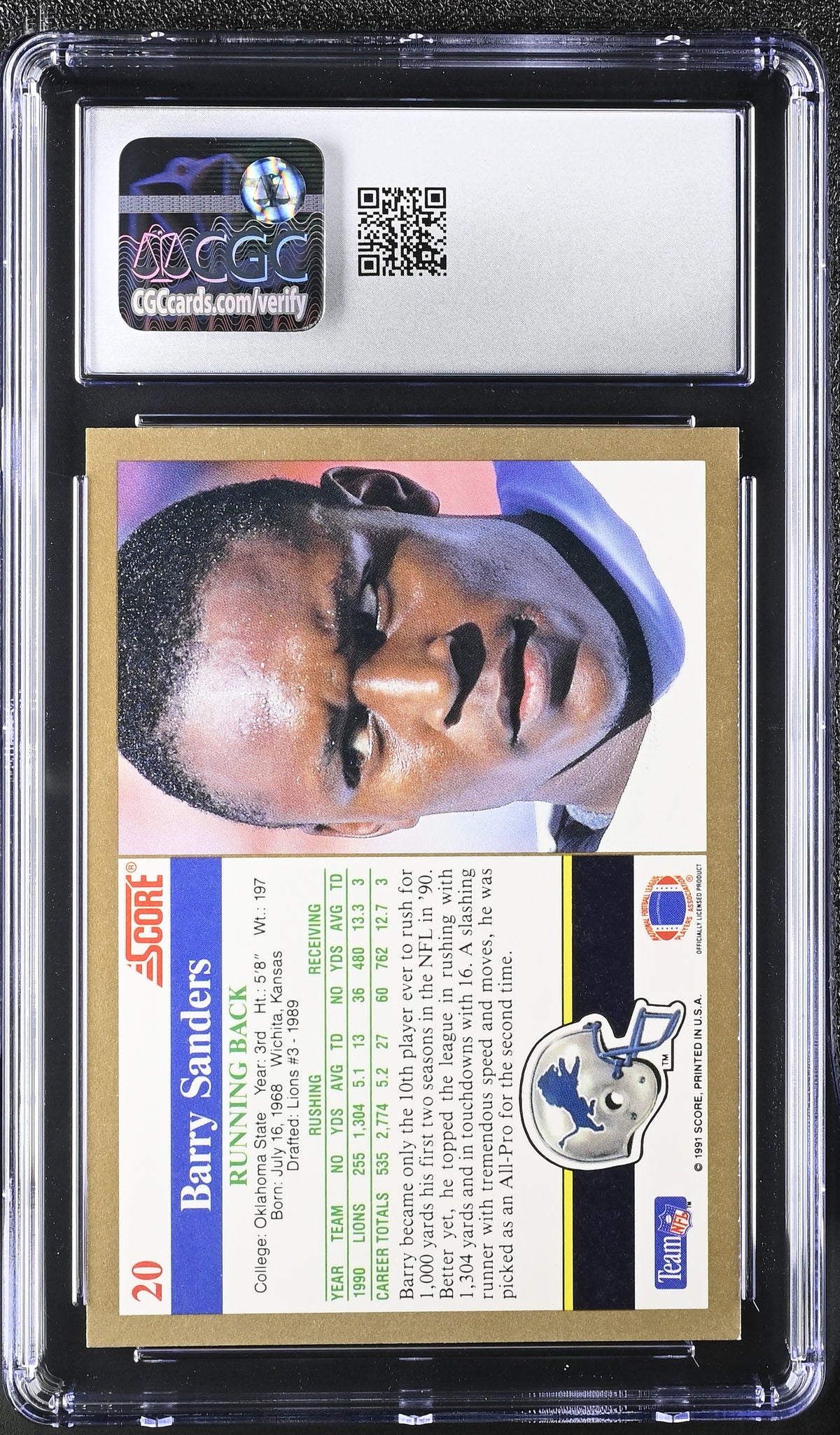 1991 Score Barry Sanders #20 CGC 9.5 Detroit Lions