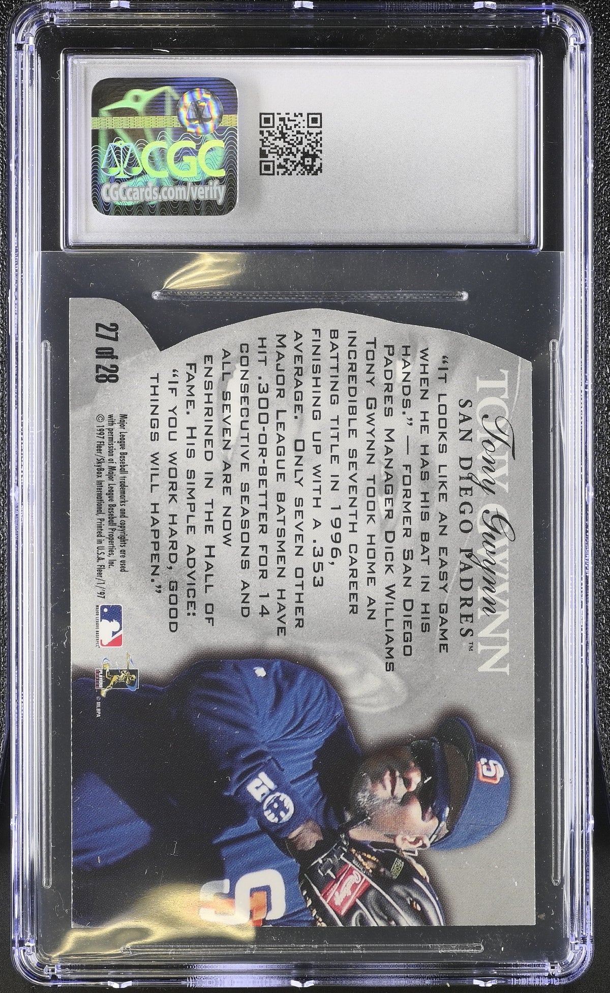 1997 Fleer Team Leaders Tony Gwynn #27 CGC 10 San Diego Padres