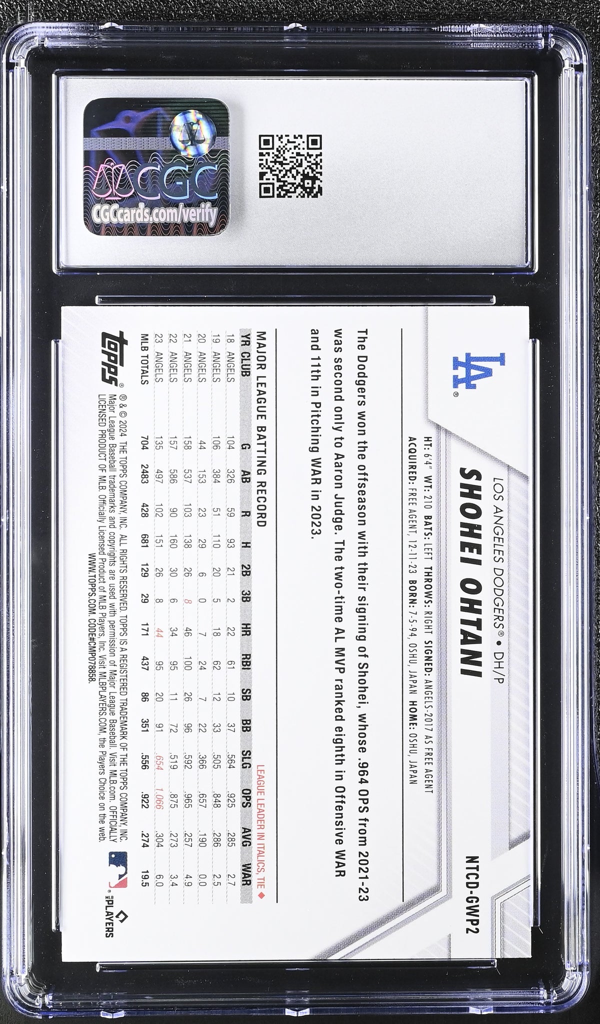 2024 Topps National Trading Card Day Shohei Ohtani #NTCD-GWP2 CGC 9.5 Dodgers