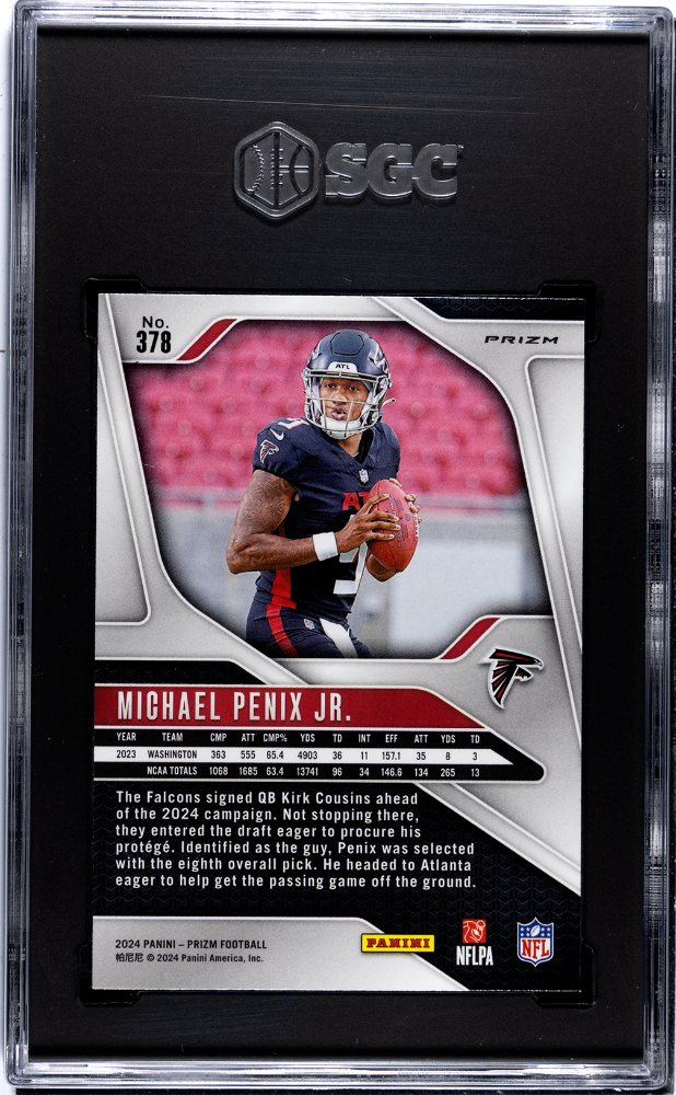 2024 Panini Prizm Michael Penix JR. Lazer Rookie #378 SGC 10 Atlanta Falcons