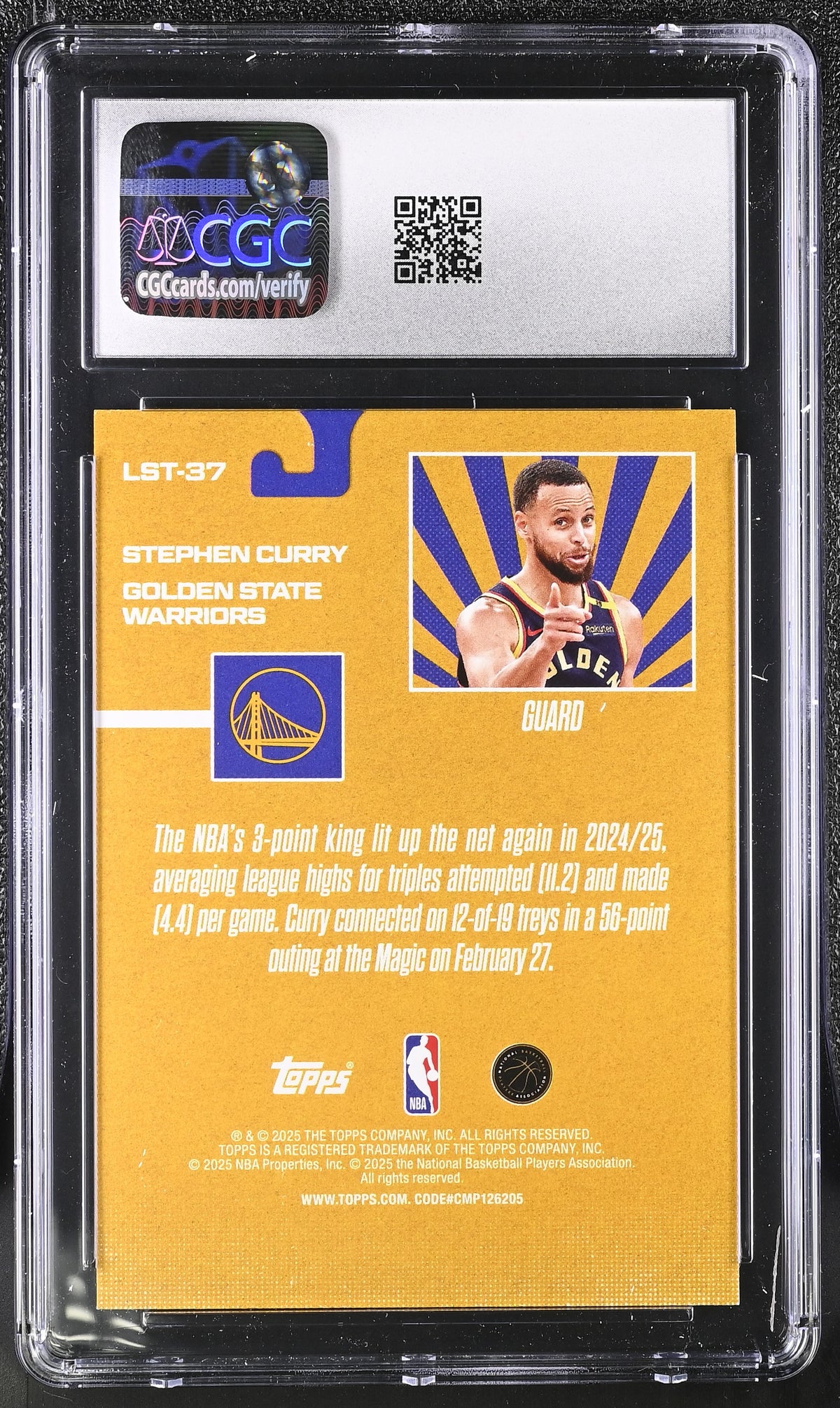 2025-26 Topps Stephen Curry Limited Stock Legends #LST-37 CGC 9 Warriors